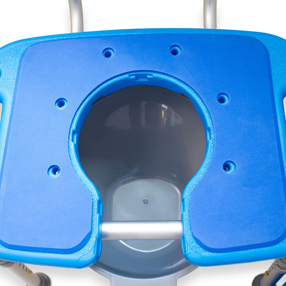 Platinum Health Samson Deluxe Bariatric 3-in-1 Shower/Bath/Commode Chair - 600lb Weight Capacity, Adjustable Height, Padded Seat with Cutout & Insert - Heavy Duty Mobility Aid for Elderly & Disabled (Home Care, Hospital, Rehab Use)