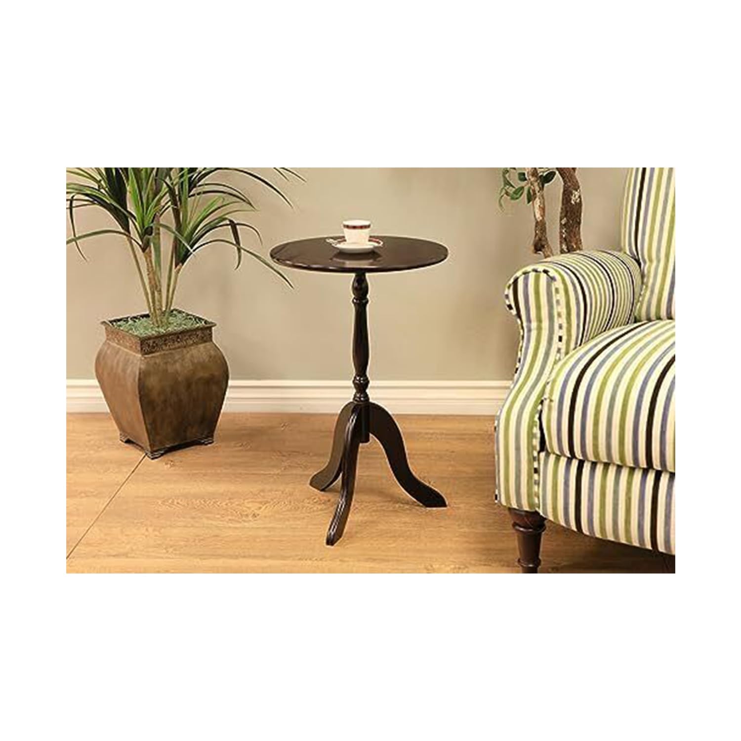Premium Round Wooden Accent Table - Classic Mahogany & Cherry Finish Side Table for Living Room, Bedroom, or Office - 15.5