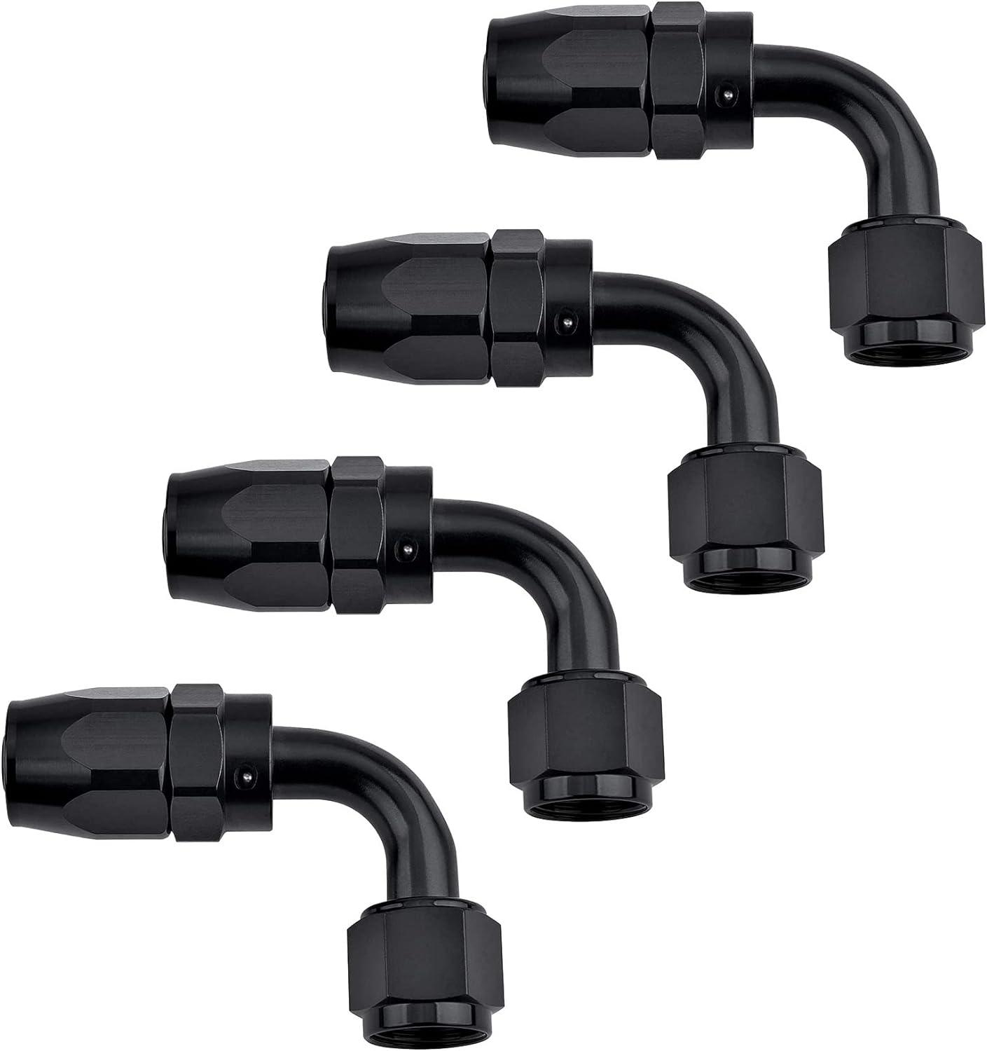 EVIL ENERGY AN Hose End Fitting - Straight Swivel Aluminum Black (4/6/8/10/12AN) - High Performance Fuel & Oil Line Connector for Racing, Automotive & Marine Applications