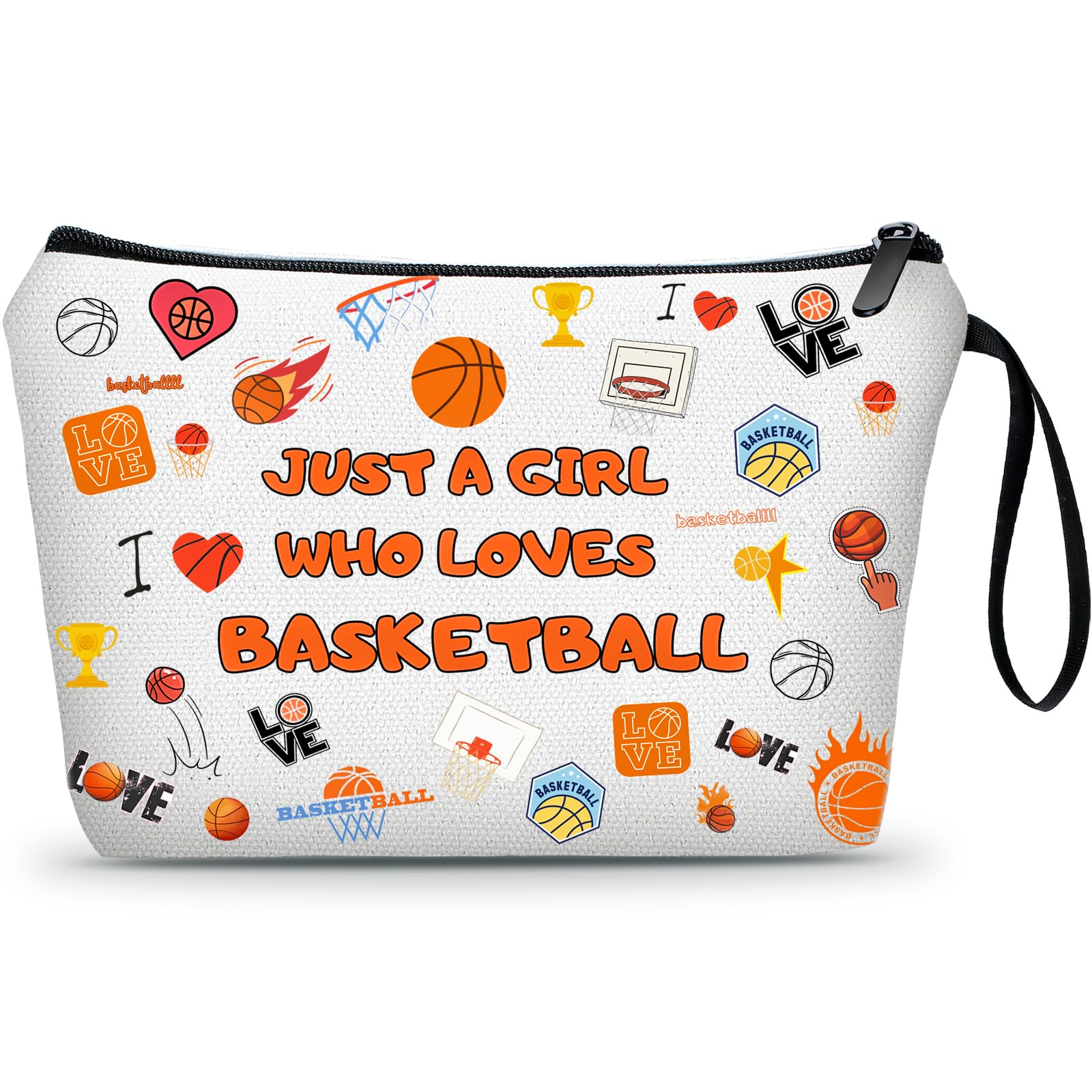 Basketball Themed Cosmetic Bag - Perfect Gift for Women, Girls, Coaches & Players - Ideal for Birthday, Christmas & Friendship Gifts - Great for Sports Fans, Team Events & Travel Makeup Storage