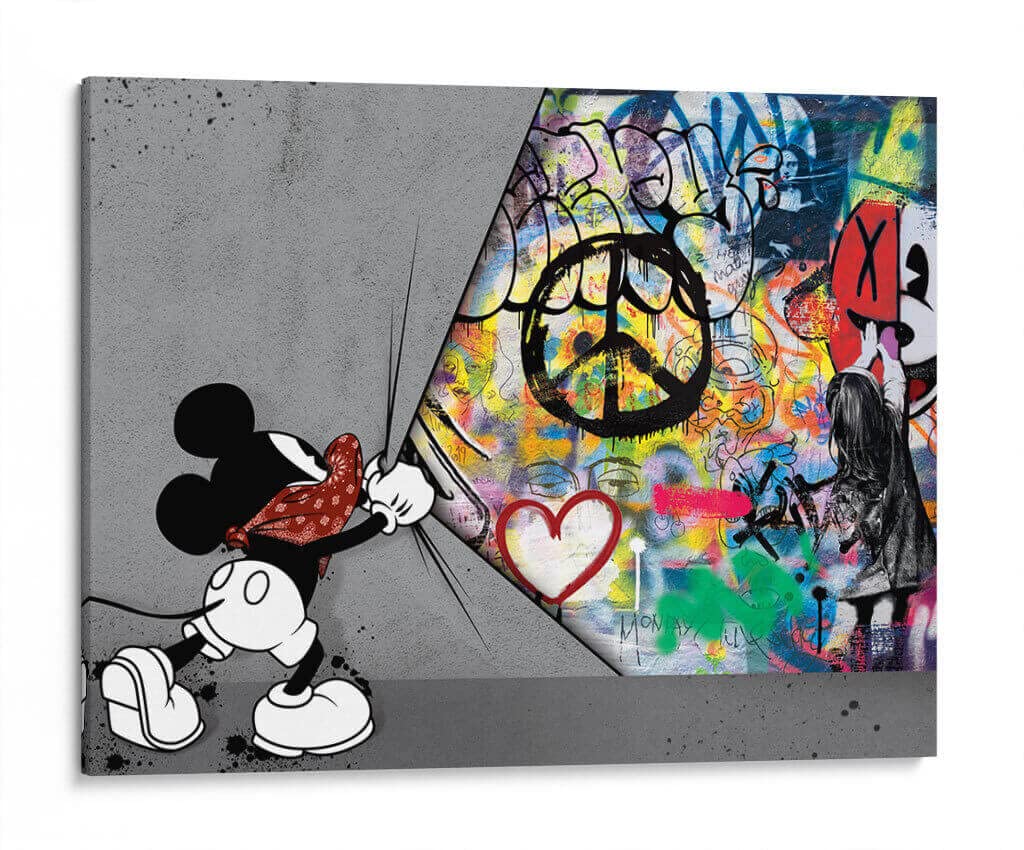 Banksy Canvas Wall Art - Graffiti & Large Pop Art Decor, Museum Quality Canvas Print with Vibrant Colors - Pop Art Mouse (32x24 inches) - Perfect for Living Room, Bedroom, Office & Modern Home Decor