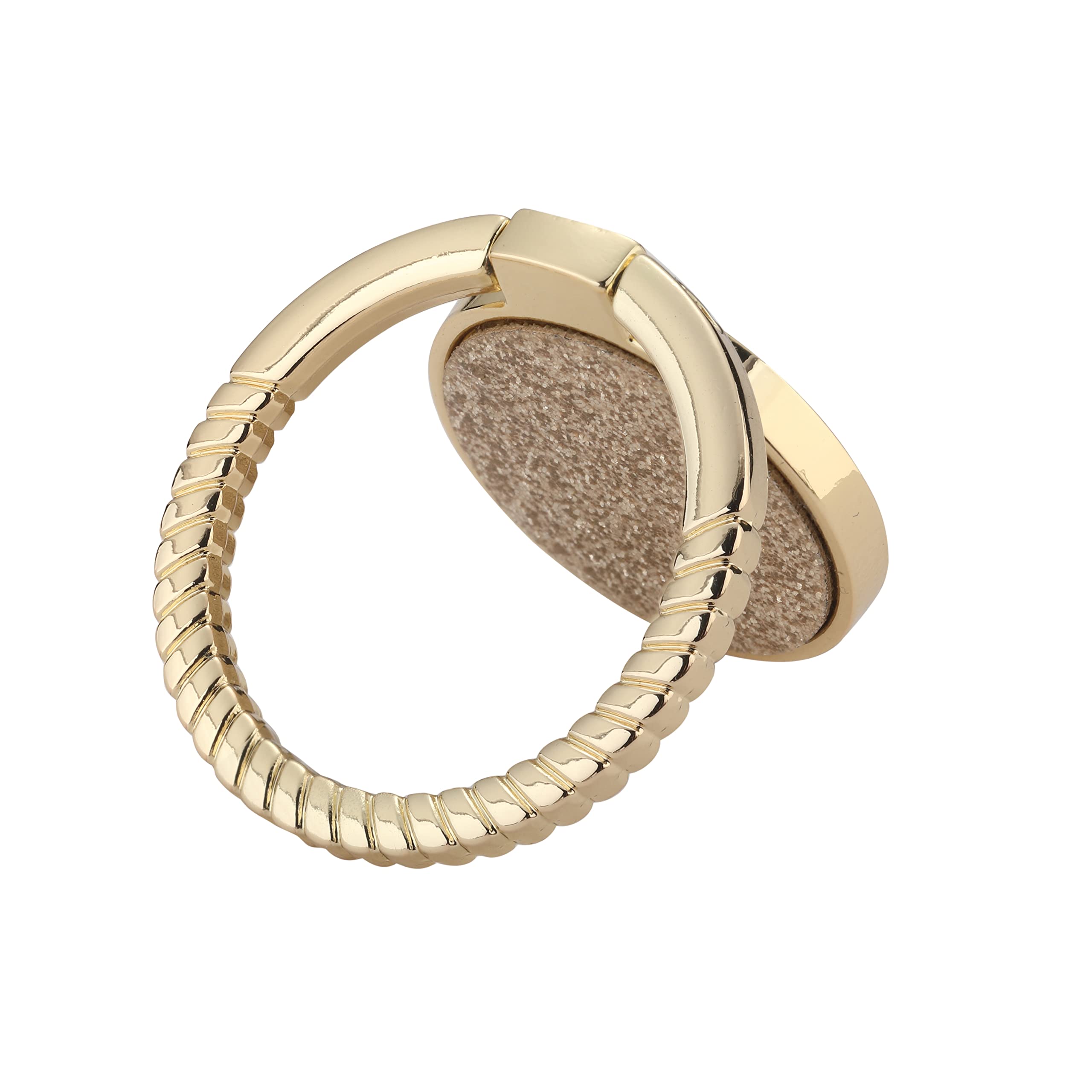 LAX Gadgets Sparkle Gold Cell Phone Ring Holder - Finger Grip & Stand for All Smartphones, iPhone & Android - Perfect for Hands-Free Viewing, Selfies & Secure Grip