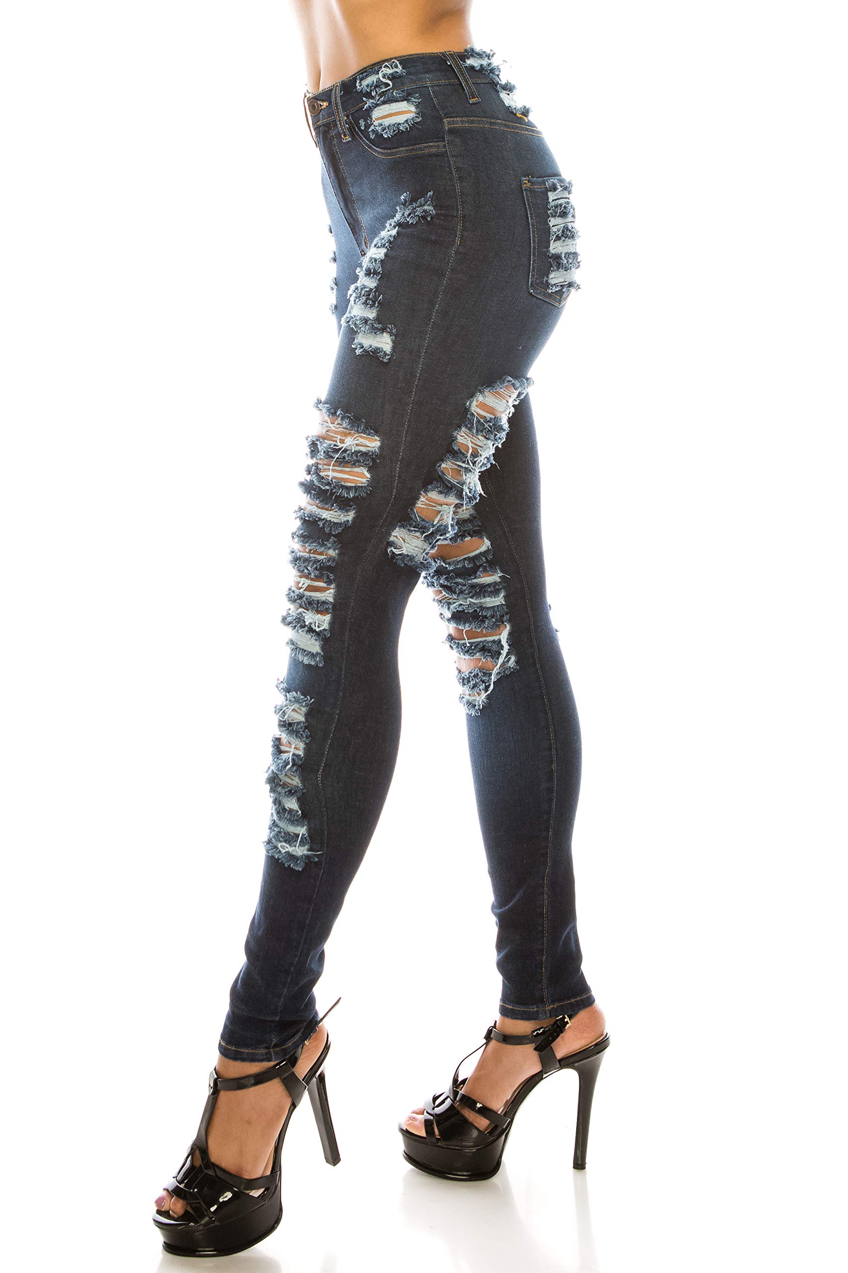Women's High Waisted Skinny Jeans - Distressed Ripped Denim Pants with Hand Sanding Details | Perfect for Casual Outfits, Date Nights & Street Style Fashion