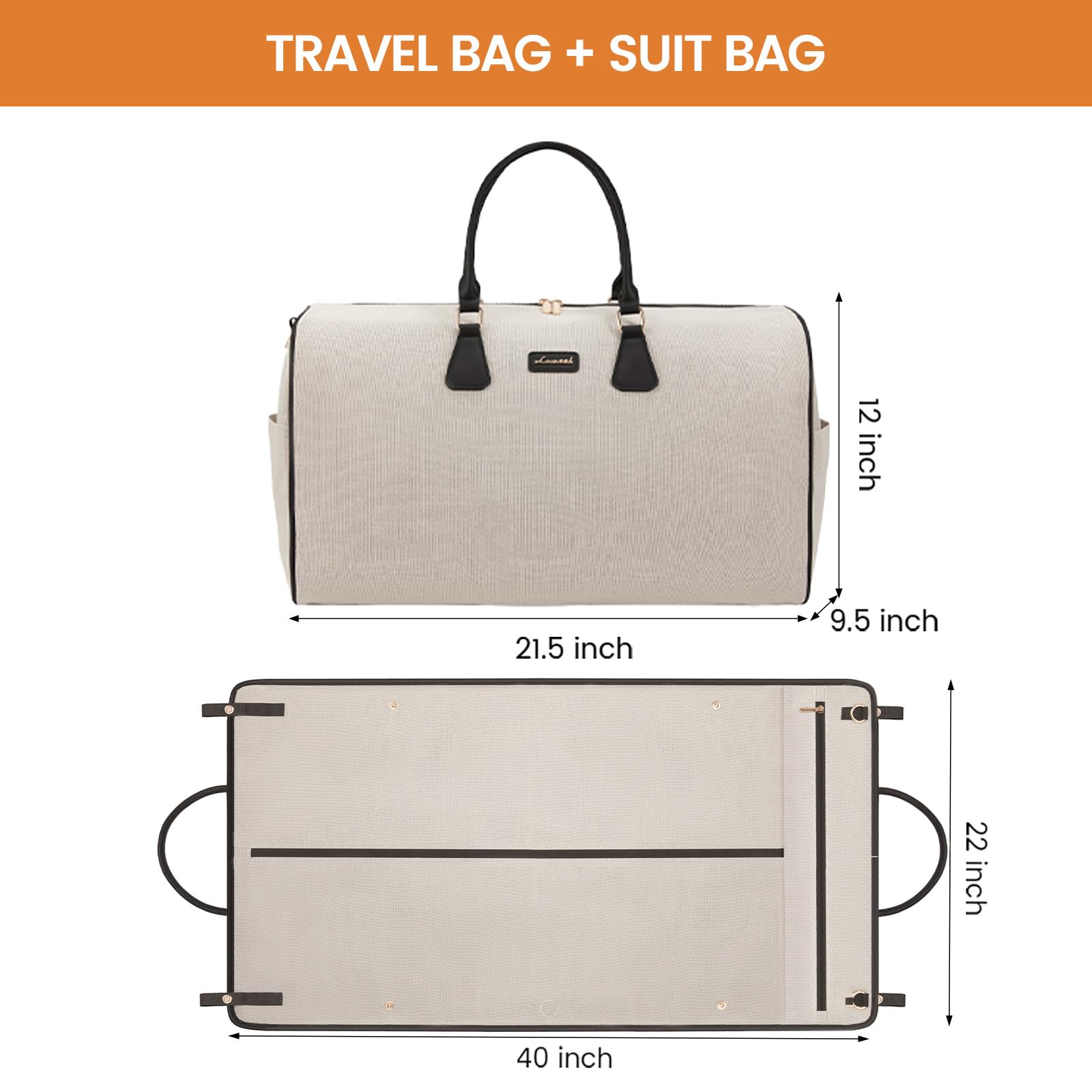 LOVEVOOK 3-in-1 Travel Garment Bag with Shoe Pouch - Carry On Hanging Suitcase for Suits, Dresses & Business Attire - Perfect for Airplane, Business Trips & Wedding Travel