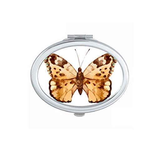 DIYthinker Portable Folding Double-Sided Mirror with Butterfly Brown Wings Design - Perfect for Travel, Makeup, and Handbag Essentials