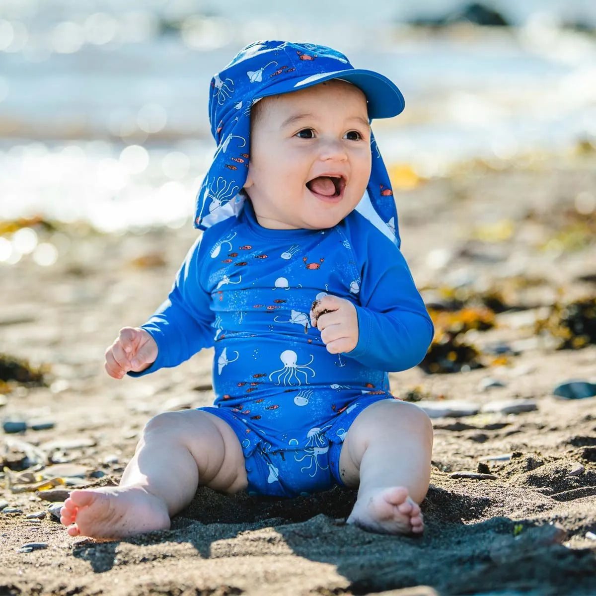 Calikids Baby Boys Octopus Print One-Piece Swimsuit - UPF 50+ Sun Protection, Quick Dry, 6-24 Months - Perfect for Beach, Pool & Summer Water Play
