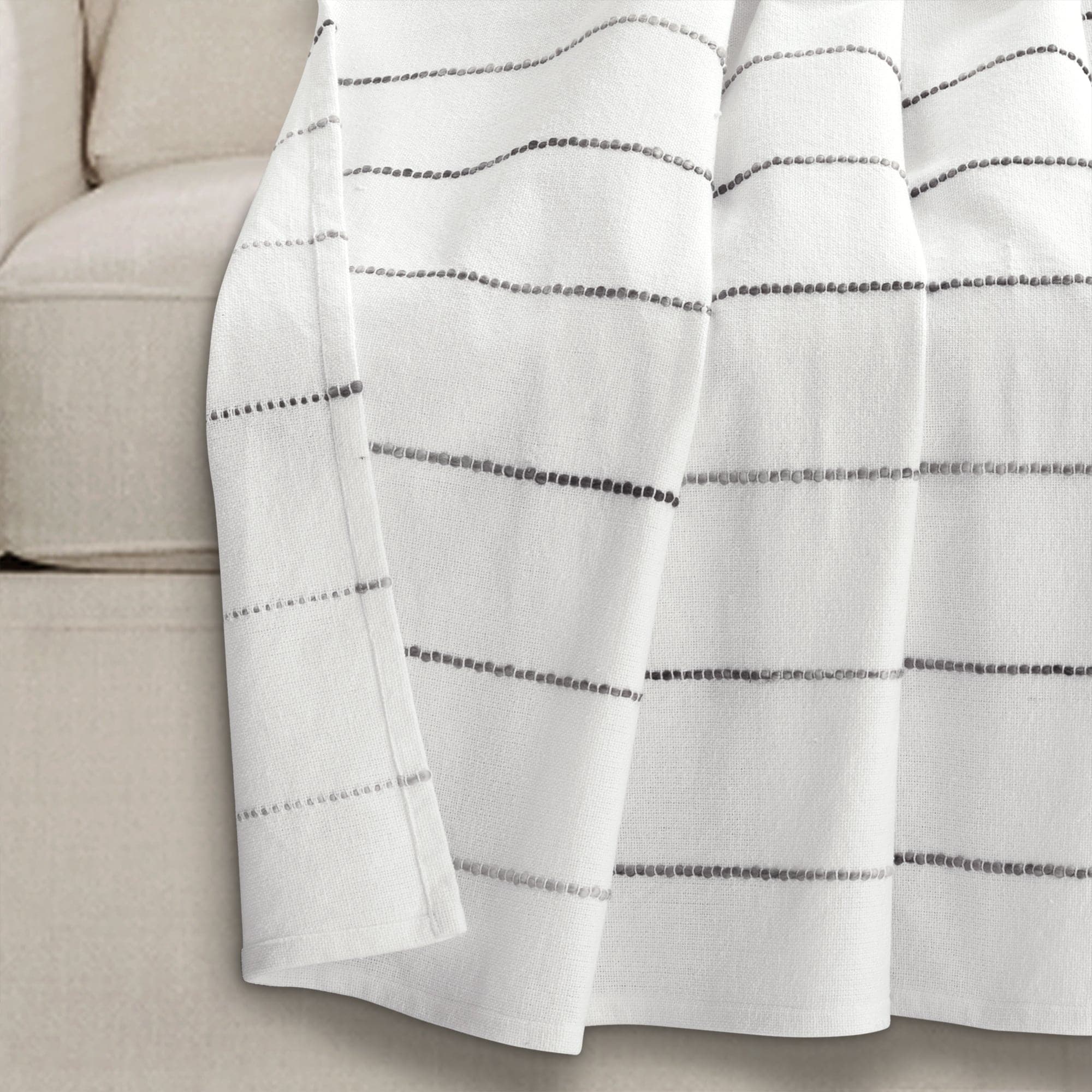 Ombre Stripe Yarn Dyed Recycled Cotton Blend Throw Blanket - Soft Eco-Friendly Couch Throw for Living Room, Bed & Home Decor