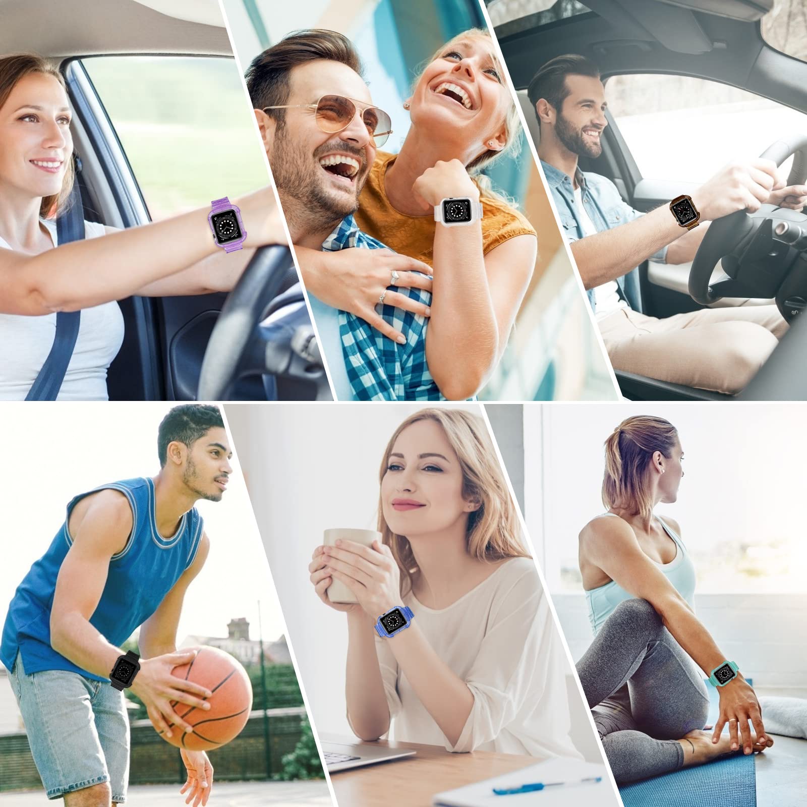 Clear Shockproof Apple Watch Band 38mm 40mm 42mm 44mm - Soft Silicone Strap with Bumper Case for Apple Watch Series SE/7/6/5/4/3/2/1 - Unisex Design for Men & Women - Perfect for Workouts, Running & Everyday Use (Pure Black 38/40/41mm)