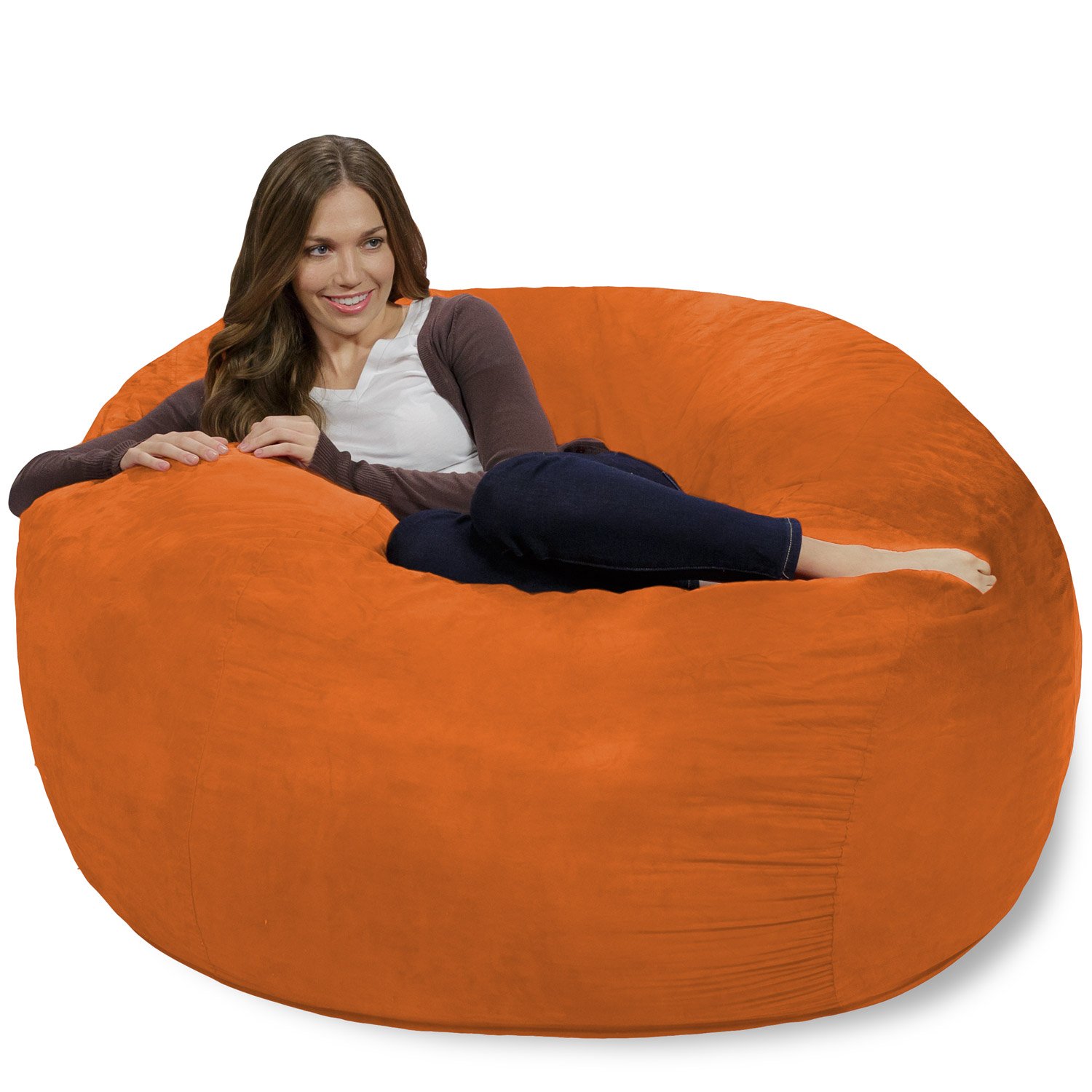 Chill Sack Giant 4ft Memory Foam Bean Bag Chair - Oversized Sofa with Soft Microfiber Cover in Orange - Perfect for Living Room, Game Room & Dorm Relaxation