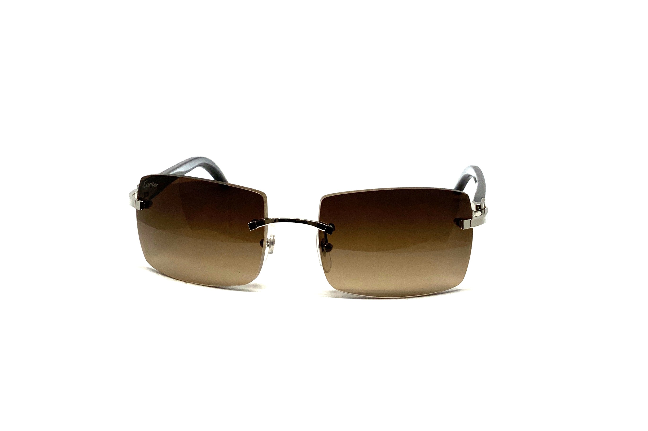 Cartier C Décor CT0024RS 001 Sunglasses - Black Buffalo Horn Frame with Cool Brown Gradient Lenses | Luxury Fashion Accessories for Men & Women | Perfect for Outdoor Activities & Stylish Occasions