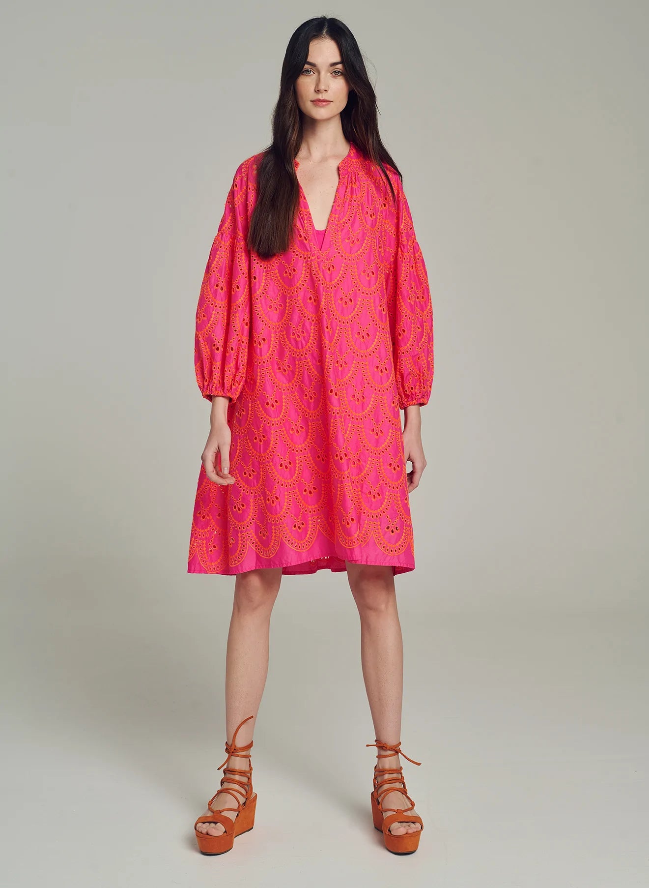 Amorgos Women's Fuchsia & Orange Floral Summer Dress - Perfect for Beach Vacations, Parties & Casual Outings