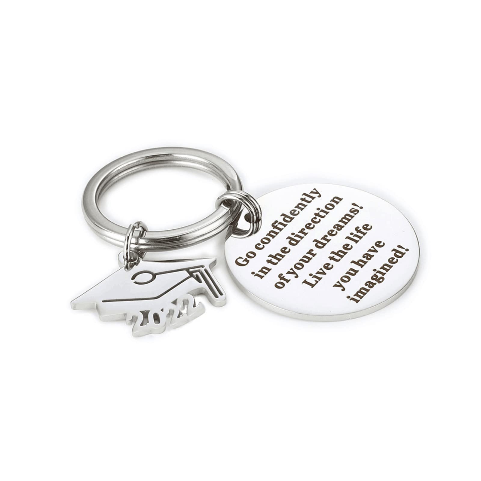 LUOZZY 6-Pack Inspirational Graduation Keychain Set - 'Go Confidently in the Direction of Your Dreams' - Class of 2025 Commencement Gift - Perfect for Graduation Parties, School Favors & Motivational Gifts