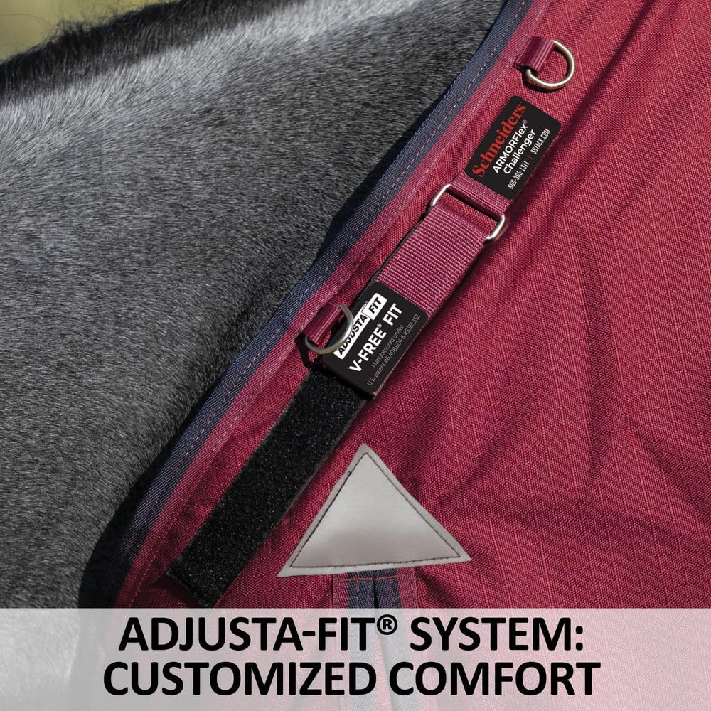 Challenger II Adjusta-Fit Waterproof Horse Turnout Blanket - Heavy Duty Winter Horse Rug for Cold Weather | Durable & Breathable Stable Blanket for Riding, Training & Outdoor Activities