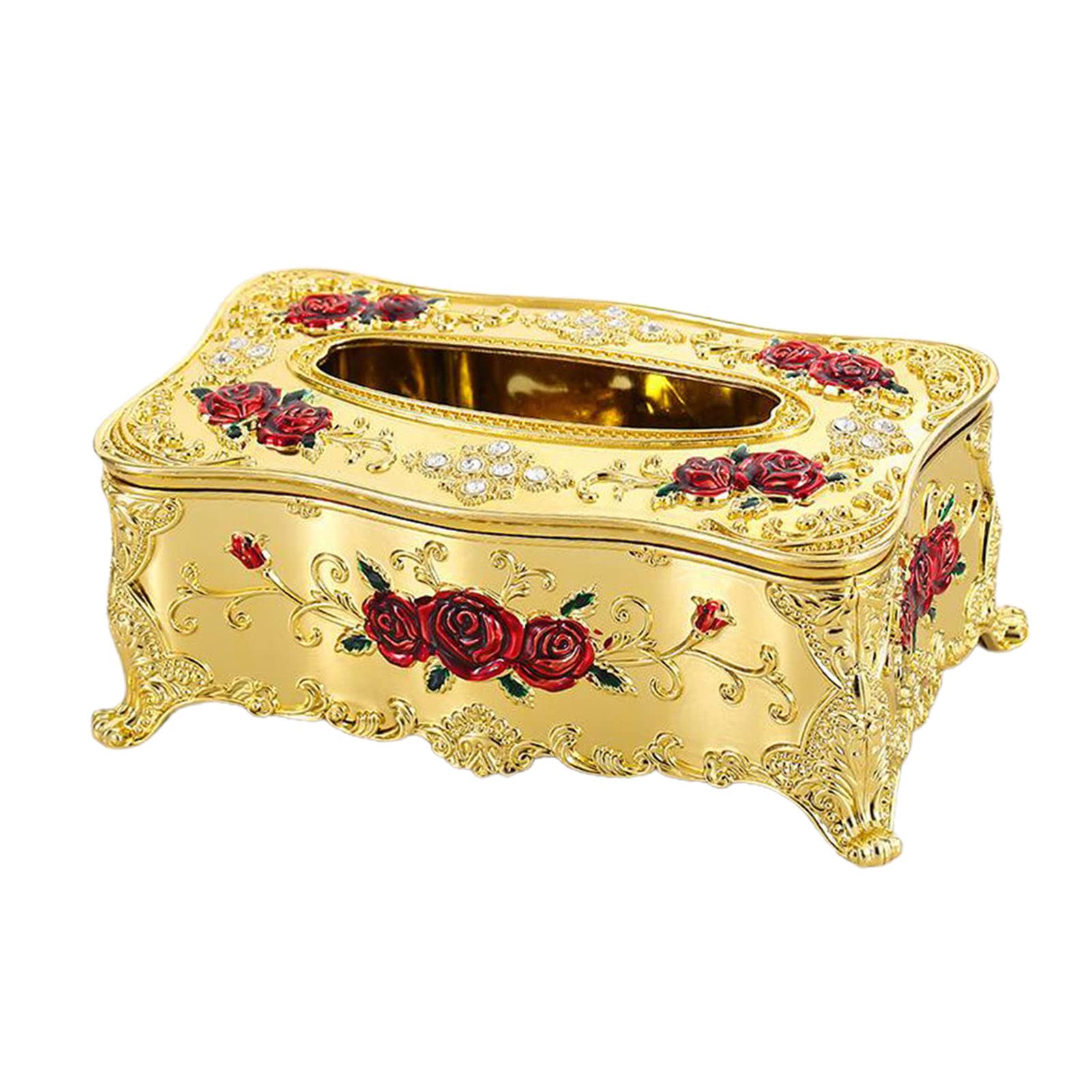Baoblaze Rectangular & Square Tissue Box Cover - Elegant Golden Red Paper Holder for Home, Office, Bathroom & Hotel Use | Durable Napkin Storage & Toilet Paper Container for Daily Organization