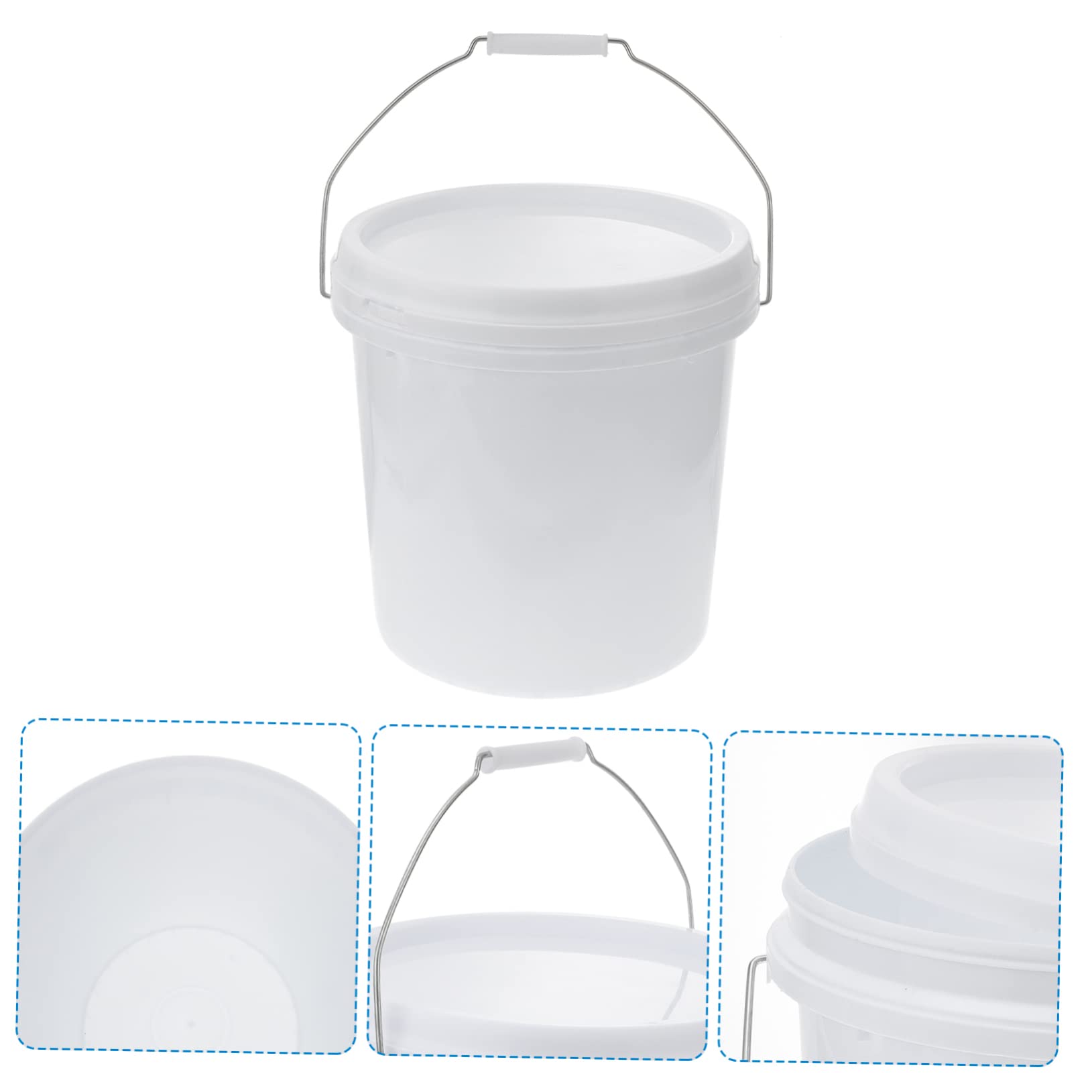 3 Gallon White Plastic Bucket with Airtight Lid - Food Grade Storage Container for Cereals, Grains, Pet Food, Paint & Industrial Use | Perfect for Kitchen, Pantry, Garage & Workshop Organization