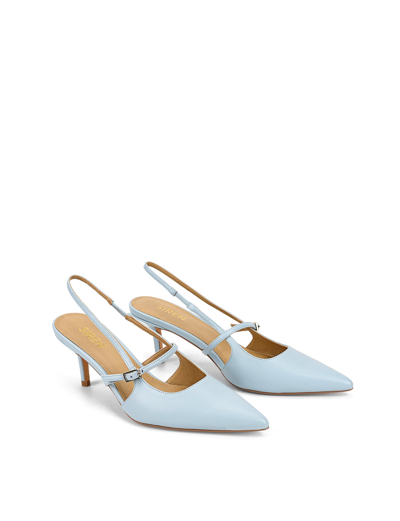 York Slingback Heel - Pale Blue Leather Women's Shoes | Comfortable & Stylish for Office, Party & Wedding Occasions