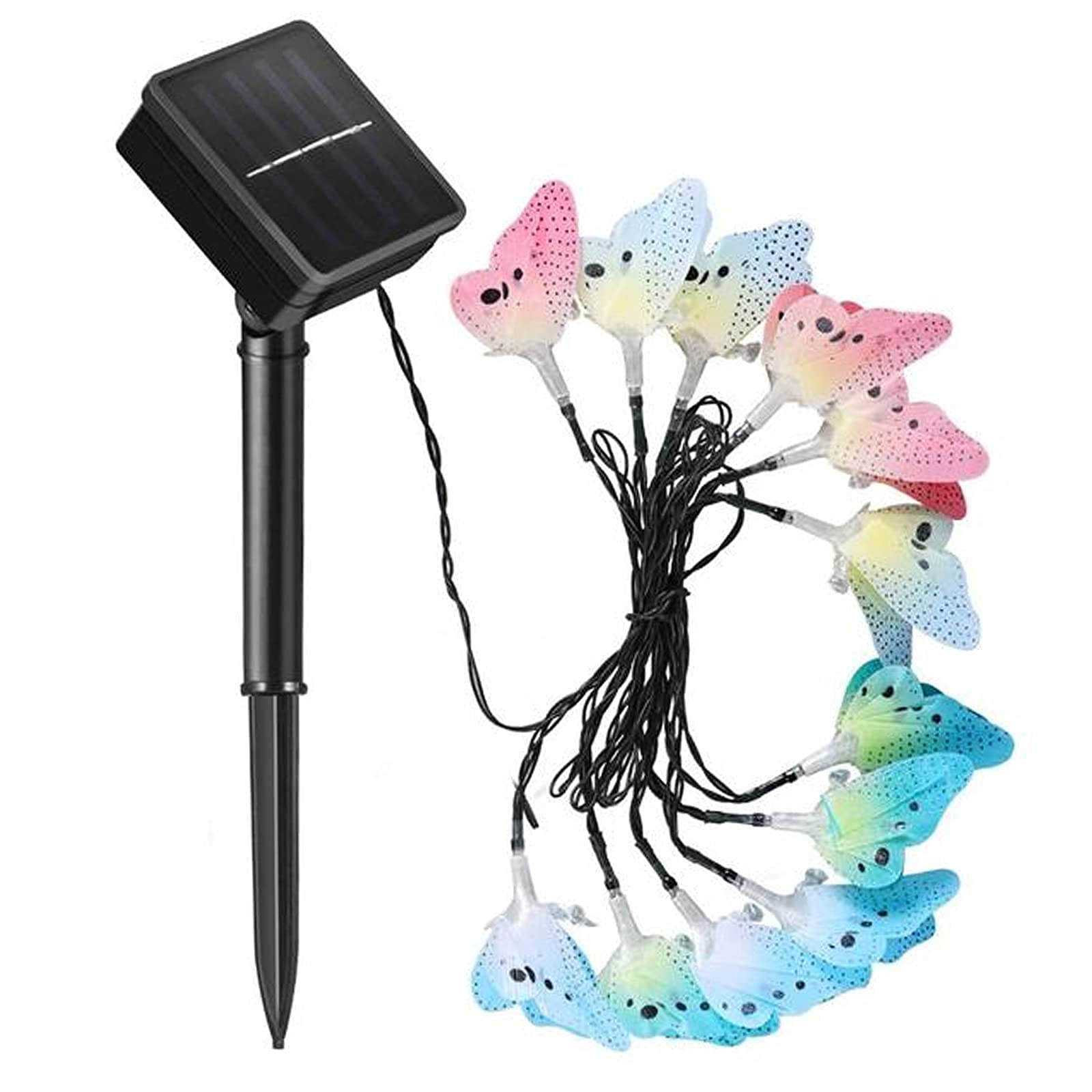12 LED Solar Butterfly String Lights - Waterproof Outdoor Solar Lights with 8 Lighting Modes | Perfect for Garden, Patio, Christmas, Wedding & Party Decorations