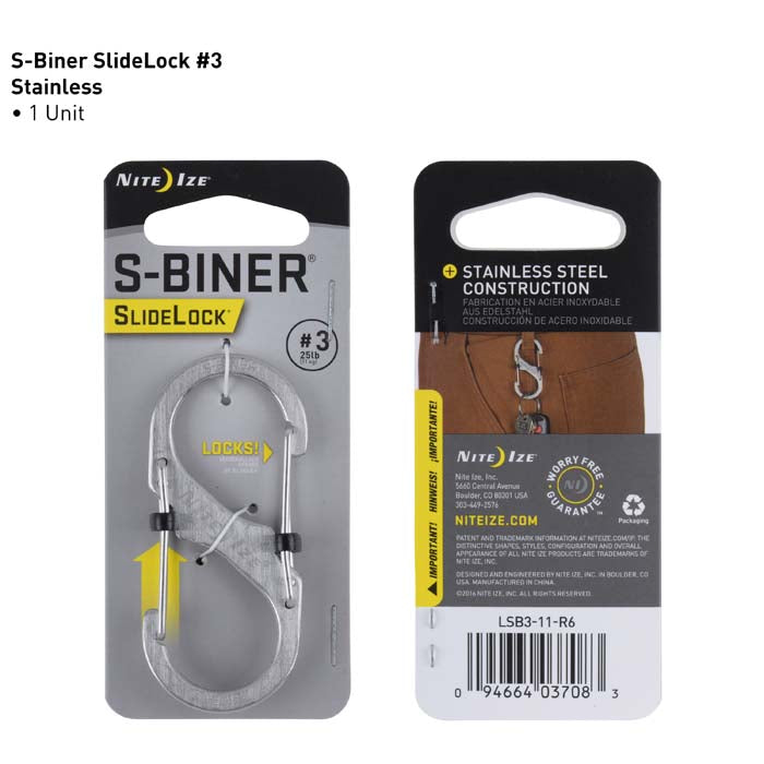 Nite Ize Slidelock S-Biner Steel Carabiner #3 - Secure Keychain Clip for Keys, Tools & Outdoor Gear - Perfect for Hiking, Camping & Everyday Carry