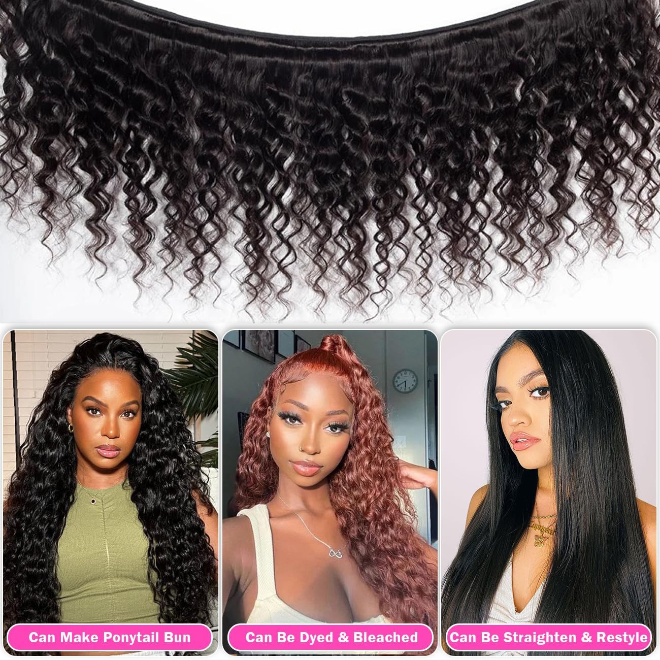 20 22 24 Inch Raw Loose Deep Wave Human Hair Bundles - 12A Grade Wet and Wavy Hair Extensions in Natural Color for Stunning Hairstyles | Perfect for Daily Wear, Special Occasions & Salon Styling