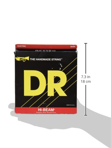 DR Strings HI-BEAMS Stainless Steel 4-String Bass Guitar Strings (50-110 Gauge) - Round Core for Enhanced Tone & Durability | Perfect for Rock, Metal & Studio Recording