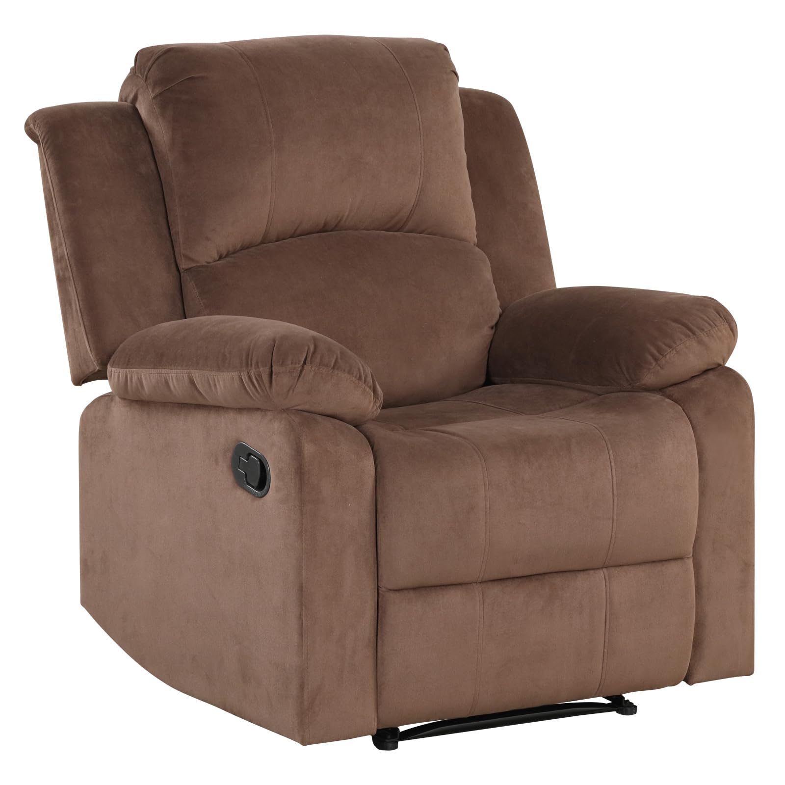 Phoenix Home Fabric Manual Recliner Chair for Adults - Comfortable Overstuffed Arm and Back Reclining Sofa - Living Room Single Seater in Caramel Brown - Perfect for Relaxing, Reading & Watching TV