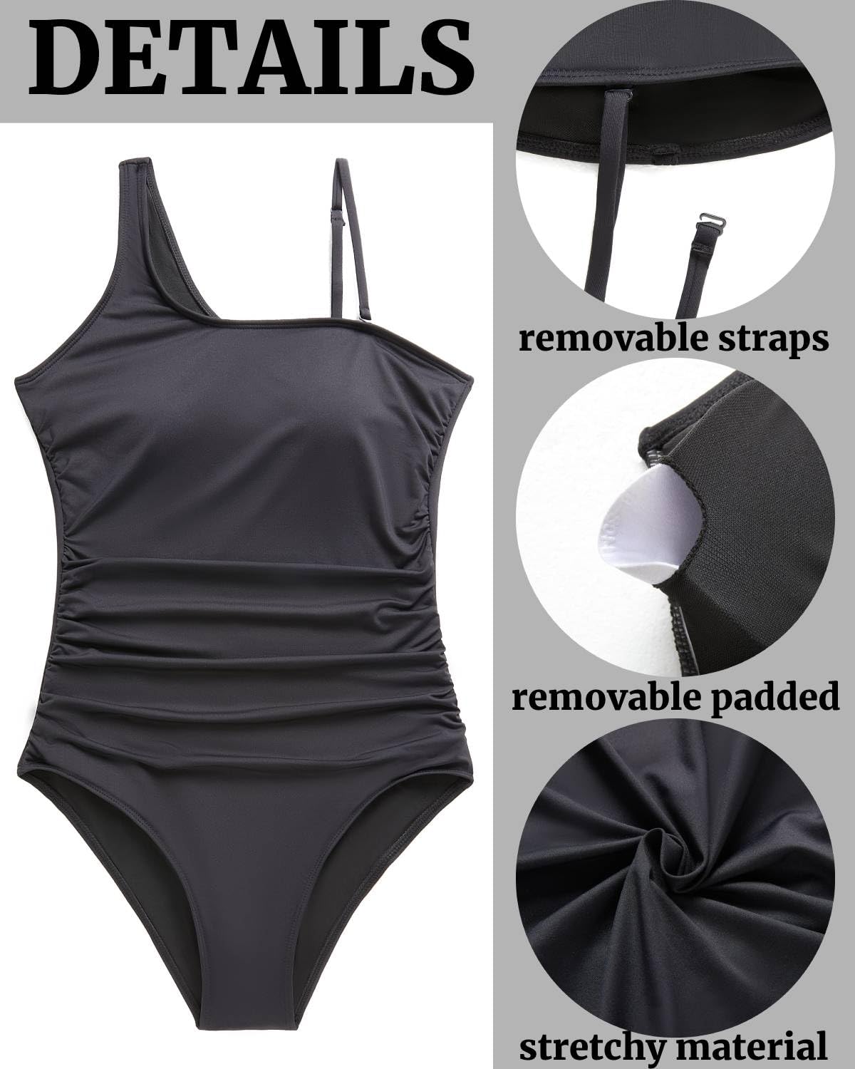 Tempt Me Women's One Piece Swimsuits - Tummy Control One Shoulder Bathing Suit with Ruched Asymmetric Design | Perfect for Beach Vacations, Pool Parties & Summer Getaways