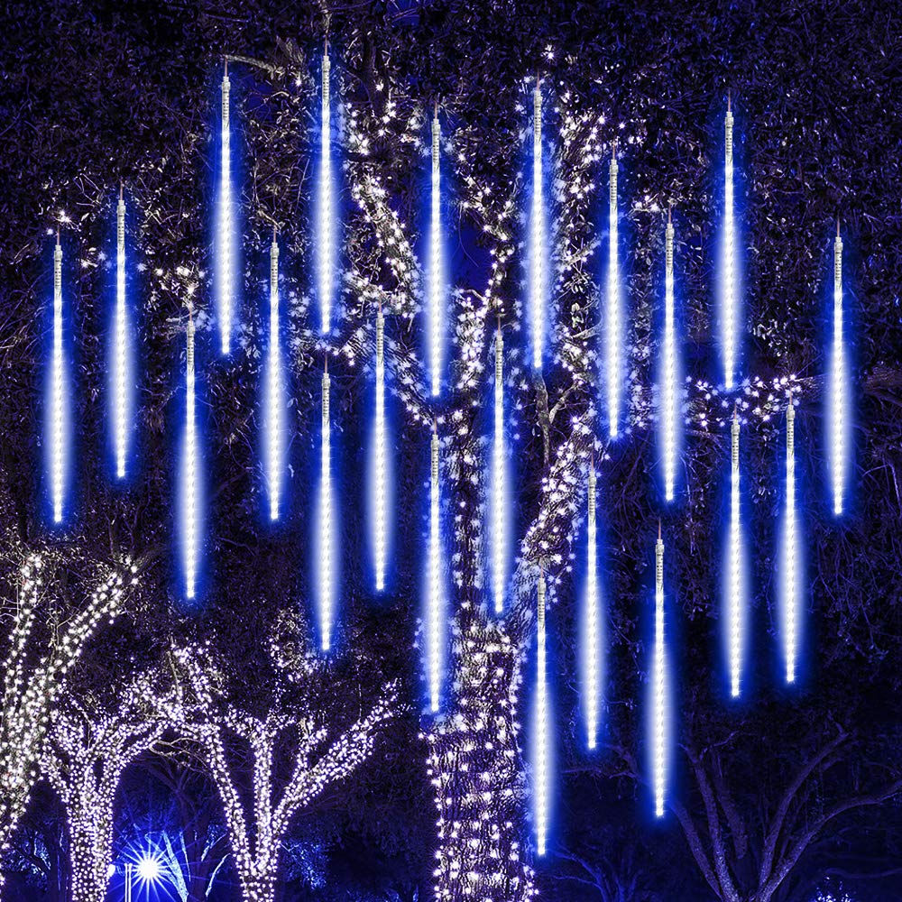 SHONCO 50CM 10 Tubes 540 LED Christmas Meteor Lights - Outdoor Waterproof Snowfall Icicle String Lights for Garden, Party, Wedding, Christmas Tree & Patio Decorations (Blue) | Perfect for Holiday, Winter, Backyard, and Indoor/Outdoor Festive Lighting