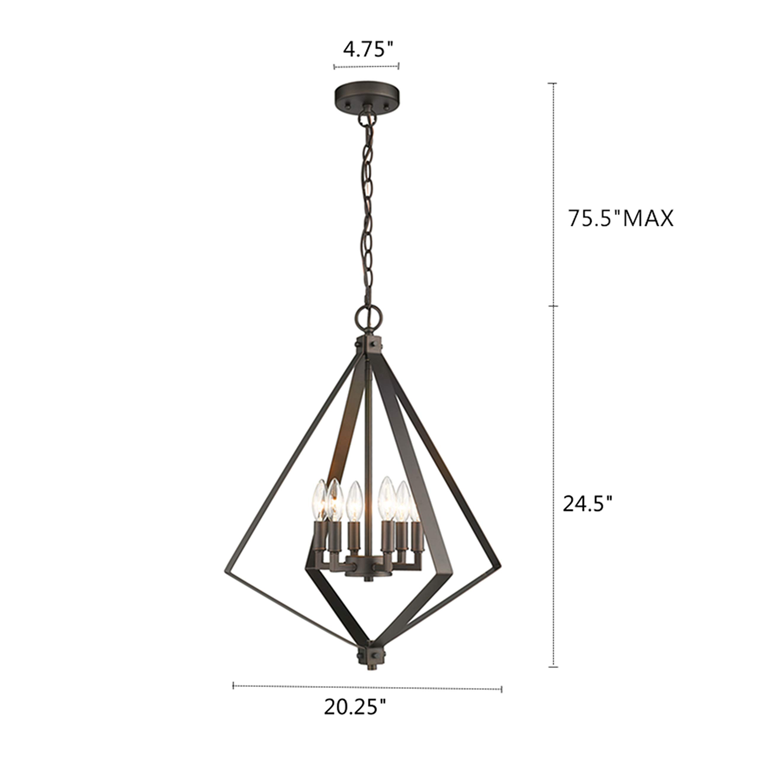 6-Light Rubbed Bronze Transitional Ceiling Pendant Light Fixture - 20 Inch Wide - Perfect for Dining Room, Kitchen Island, or Entryway Lighting