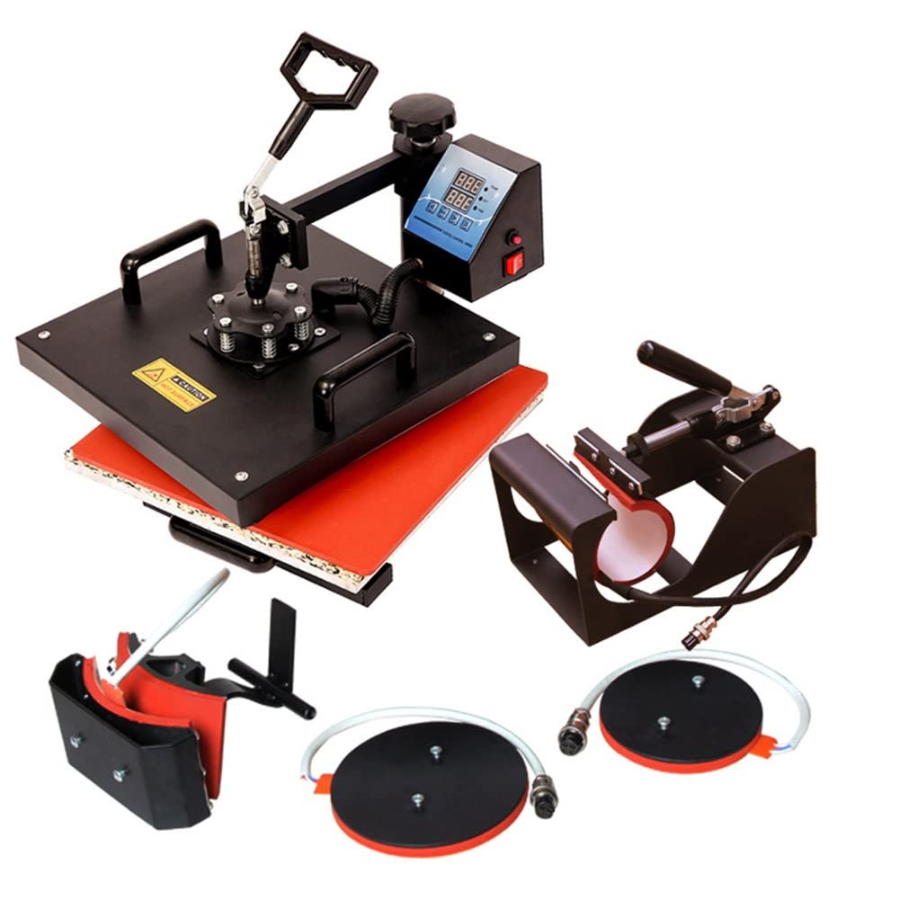 **15x15 Inch 5-in-1 Digital Heat Press Machine - 360° Swing Away T-Shirt Sublimation Printer for T-Shirts, Mugs, Hats, Caps & Plates | Perfect for DIY Custom Apparel & Personalized Gifts (Black)**