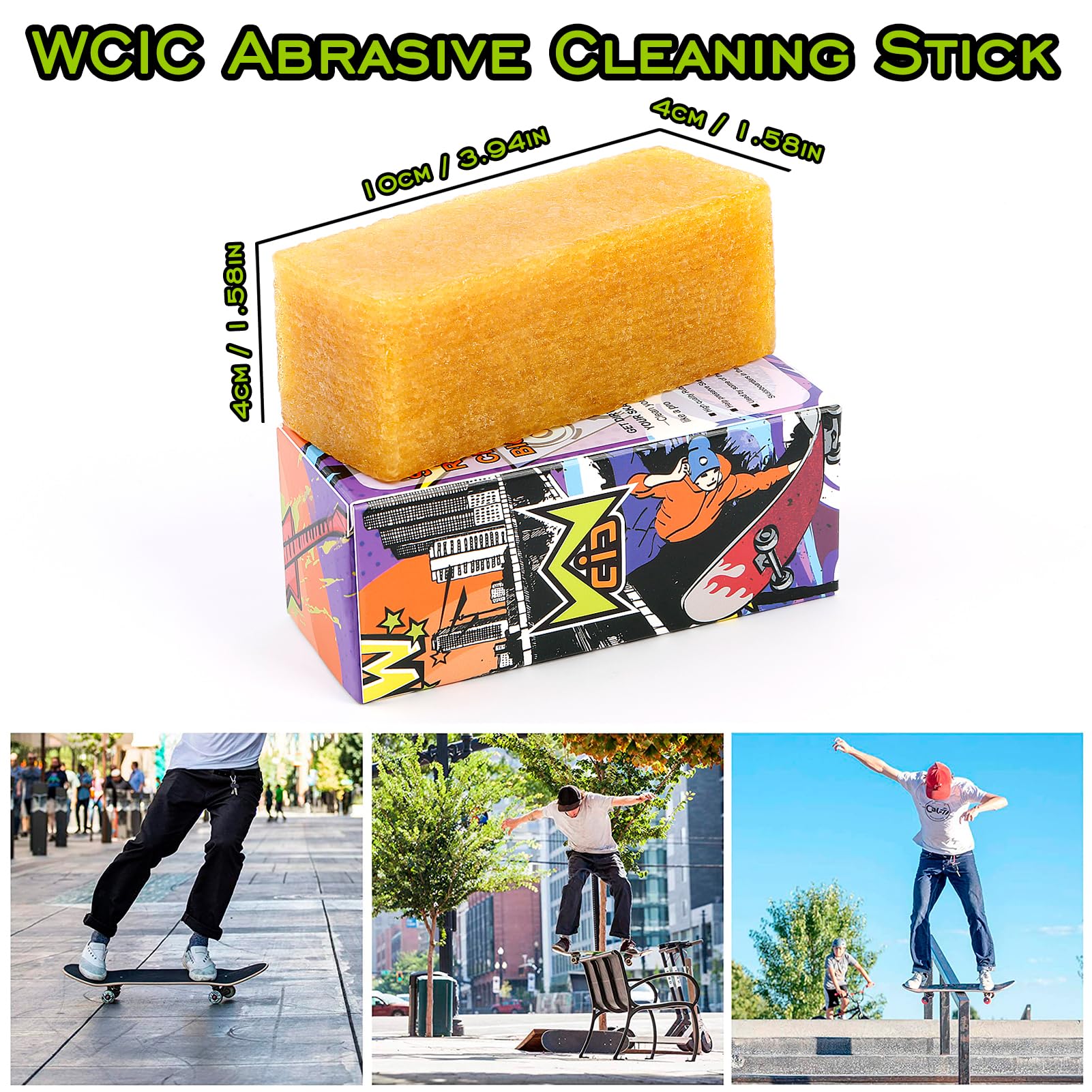 Skateboard Grip Tape Cleaner Rubber Abrasive Cleaning Stick - Durable Skateboard Accessories for Boys & Girls - Perfect for Skate Park, Street, and Home Maintenance
