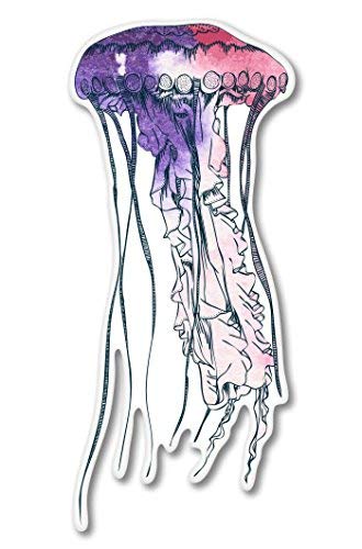 Elegant Jellyfish Watercolor Black Leather Keychain with Silver Keyring - Perfect for Gifts, Travel Accessories & Everyday Use