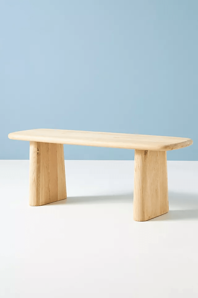 Hand Carved Kalle Sculptural Dining Bench - Solid Wood Modern Kitchen Bench with Backrest | Farmhouse Dining Room Furniture for Kitchen Island, Breakfast Nook & Entryway Seating