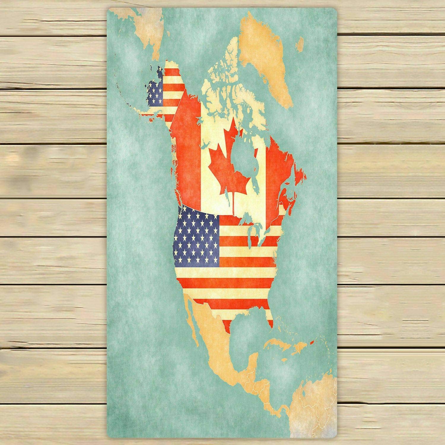 Premium 30x56 Inch North America Map Beach Towel - USA Canada Outline Design for Bath, Shower, Travel & Outdoor Use - Quick Dry Soft Towel for Pool, Gym, Yoga and Beach Activities