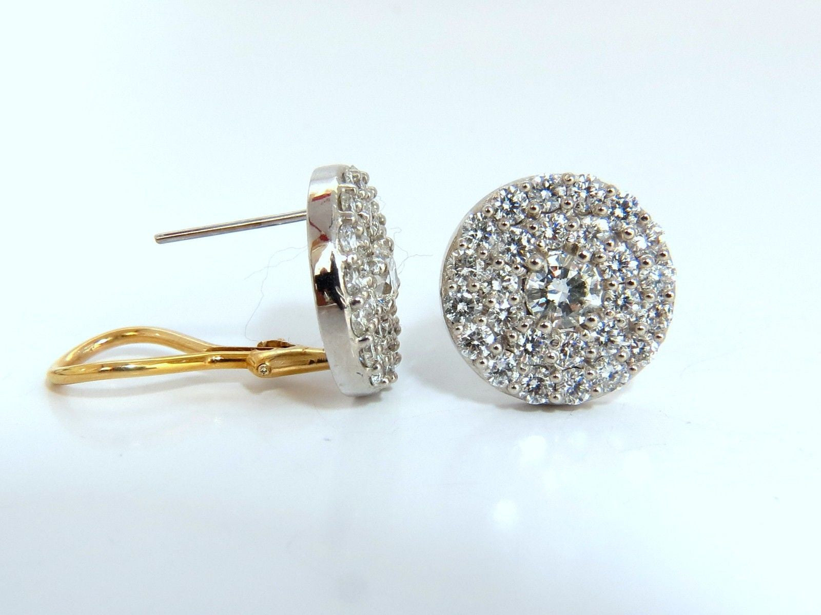 4.26ct Natural Round Diamond Cluster Earrings in 14K Gold (G/VS) - Elegant Cocktail Party Jewelry for Women