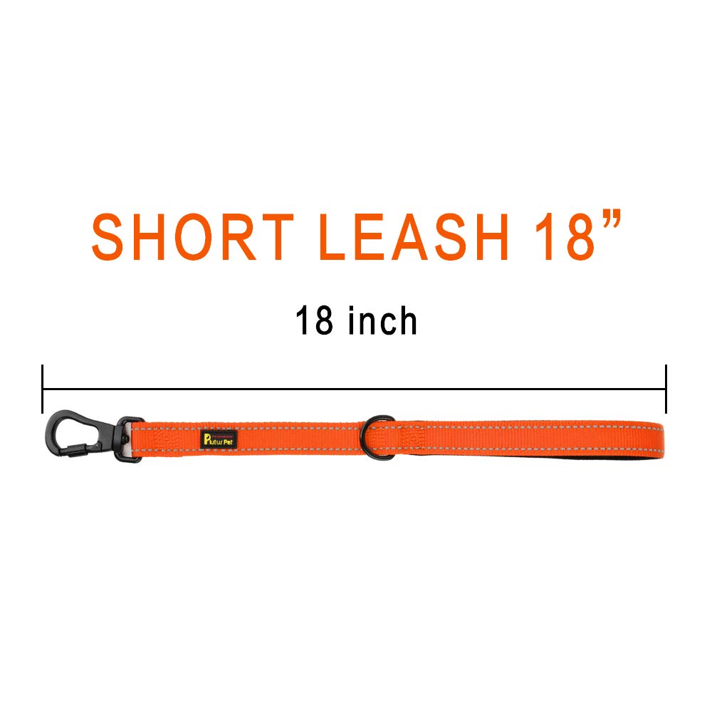 PLUTUS PET 18-Inch Heavy Duty Dog Leash for Medium & Large Dogs - Padded Handle, Strong Traffic Leash with Carabiner Clip - Ideal for Training, Walking, Climbing & Guide Dogs (Orange)
