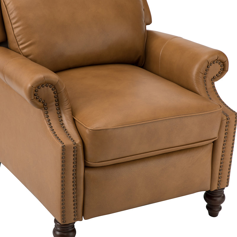 Lucina Genuine Leather Manual Recliner Chair - Handcrafted Premium Leather Living Room Furniture for Relaxation & Comfort - Perfect for Home Theater, Reading Nook, and Office Lounge
