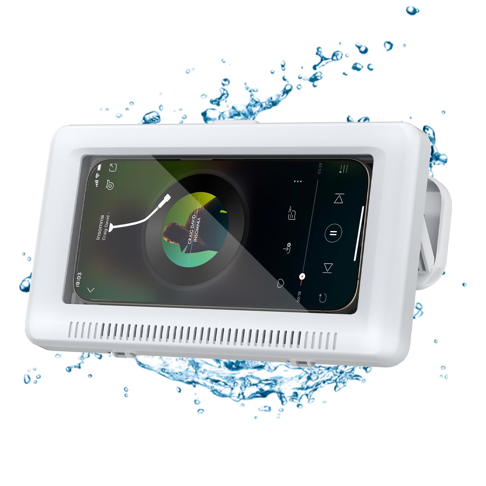 Waterproof Shower Phone Holder with Touch Screen - 360° Rotatable & Retractable, 60° Adjustable Angle Wall Mount for iPhone/Android - Perfect for Bathroom, Kitchen, Poolside & Outdoor Use