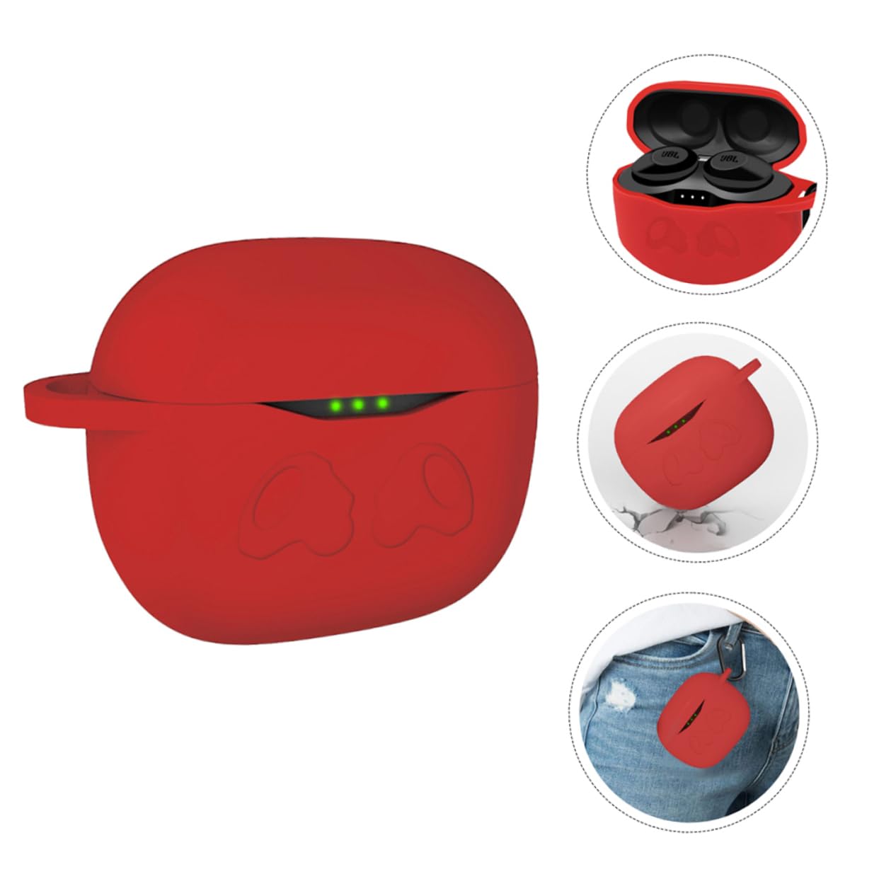 2 Pack Wireless Headphone Case - Durable Over-Ear Earbud Cover with Anti-Fall Protection (Red) for Travel, Gym & Daily Use