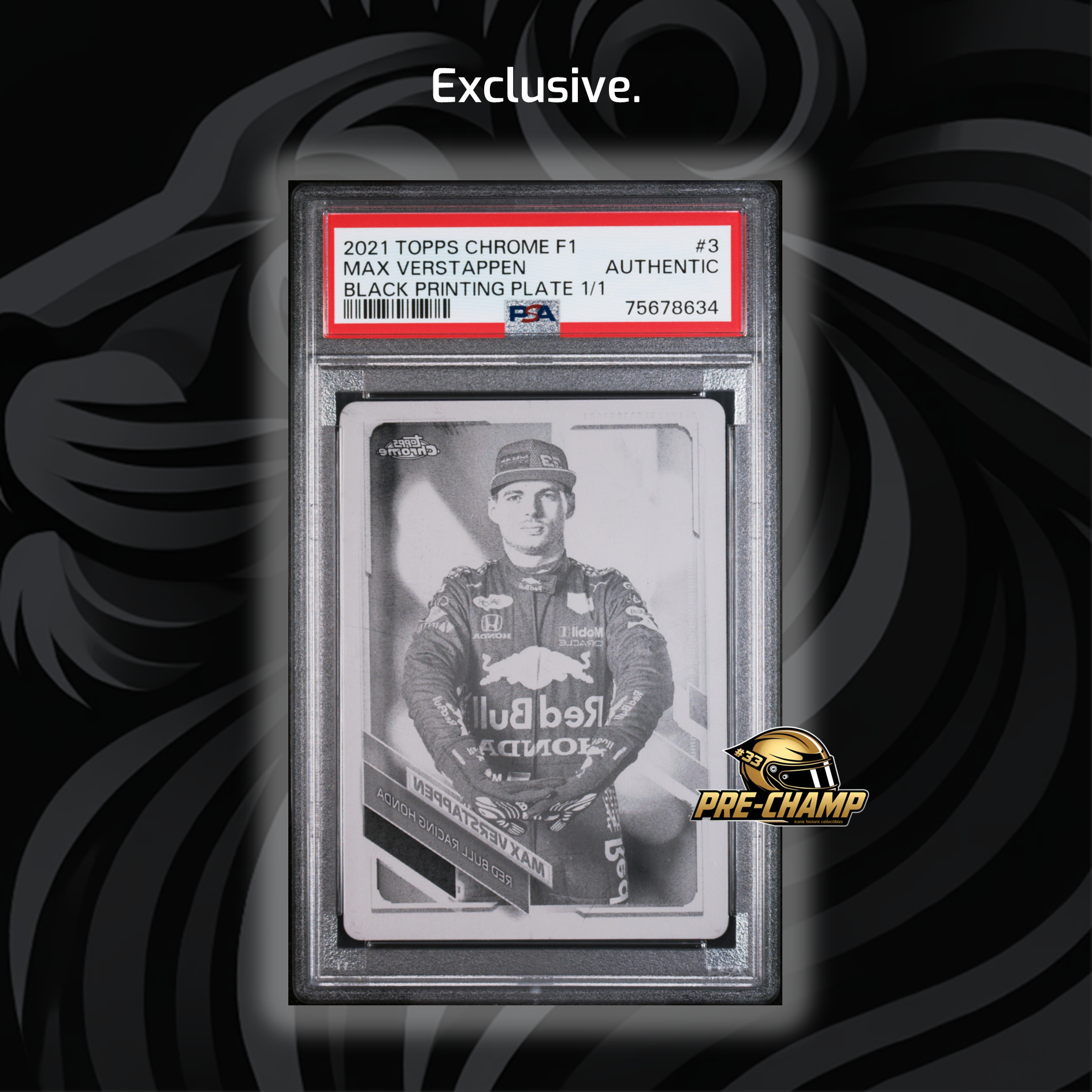 Max Verstappen #3 Black Printing Plate Chrome 2021 - Limited Edition Collectible for Formula 1 Fans & Racing Memorabilia Enthusiasts - Perfect for Display, Gifts, and Sports Collections