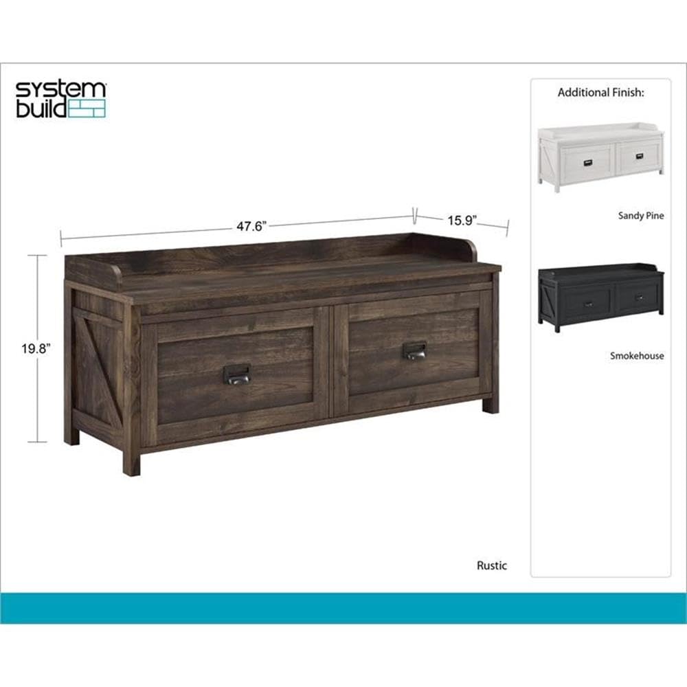 BOWERY HILL Farmhouse Style Entryway Storage Wooden Bench - Off White Shoe Bench for Hallway, Mudroom & Bedroom Organization