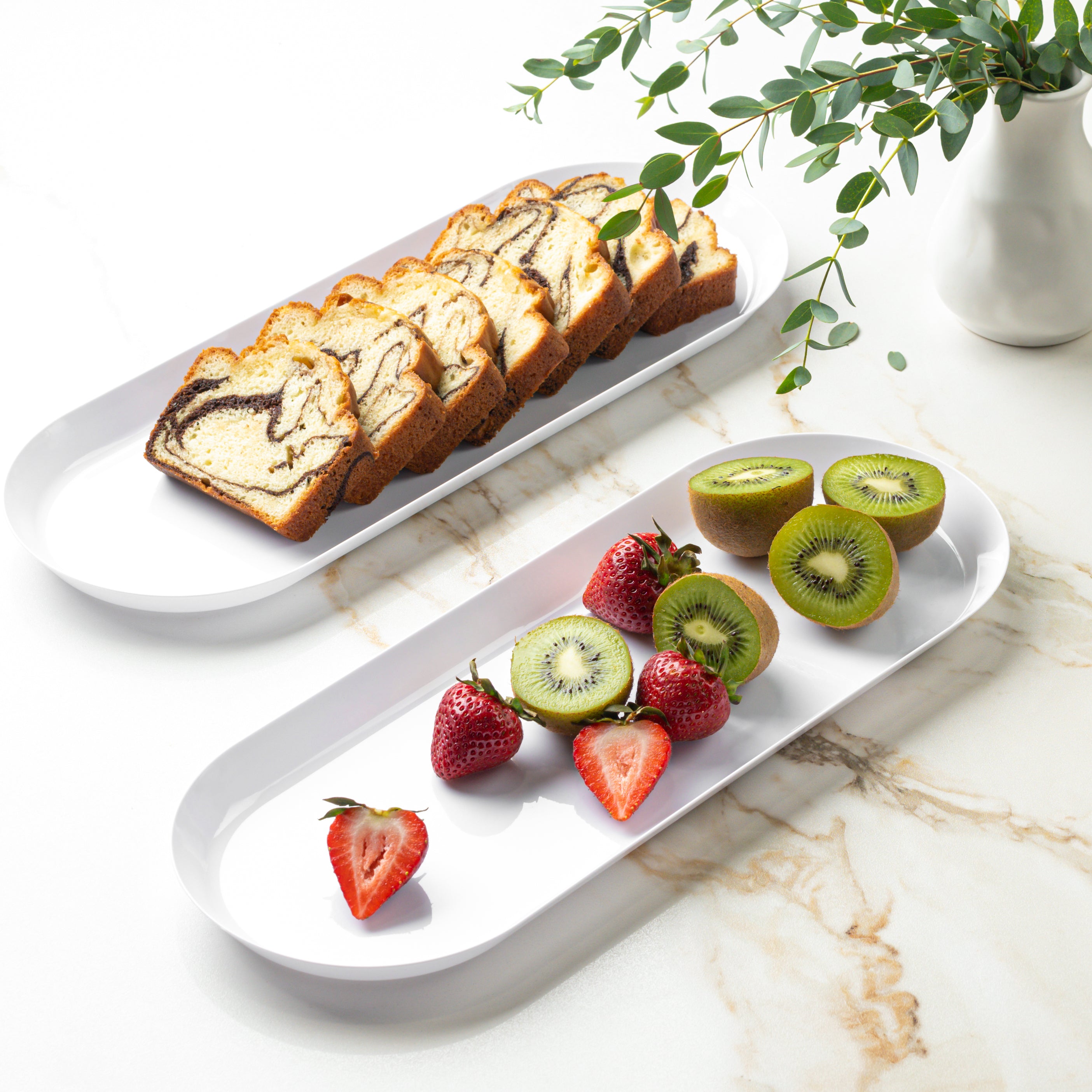 Classic White Oval Serving Dish Set of 2 - Elegant Porcelain Platters for Appetizers, Desserts & Party Food Display (Home Entertaining, Holiday Dinners, Buffet Serving)