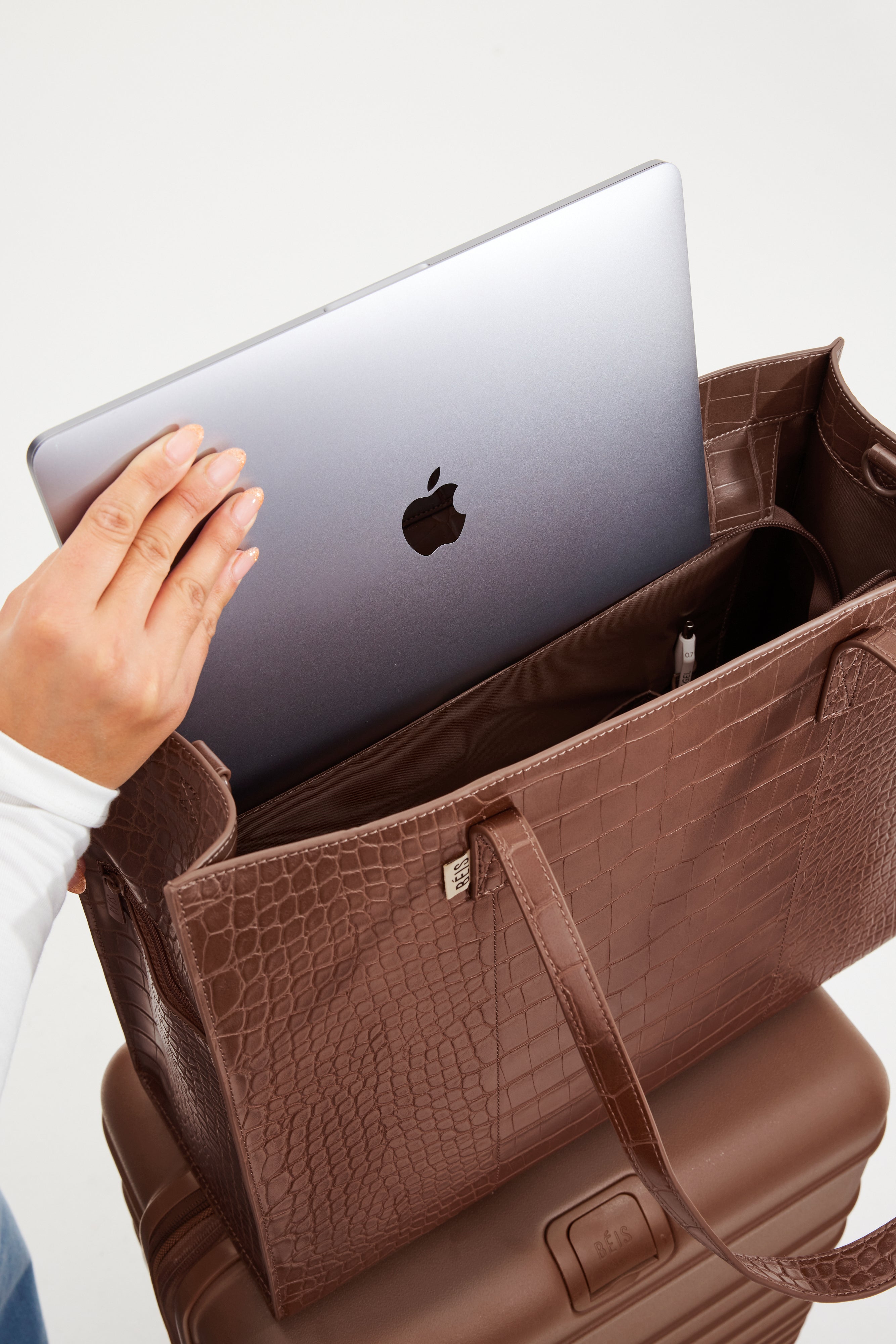 Premium Large Work Tote Bag in Maple Croc Leather - Stylish & Spacious Professional Office Bag for Women, Perfect for Business, Commuting & Travel