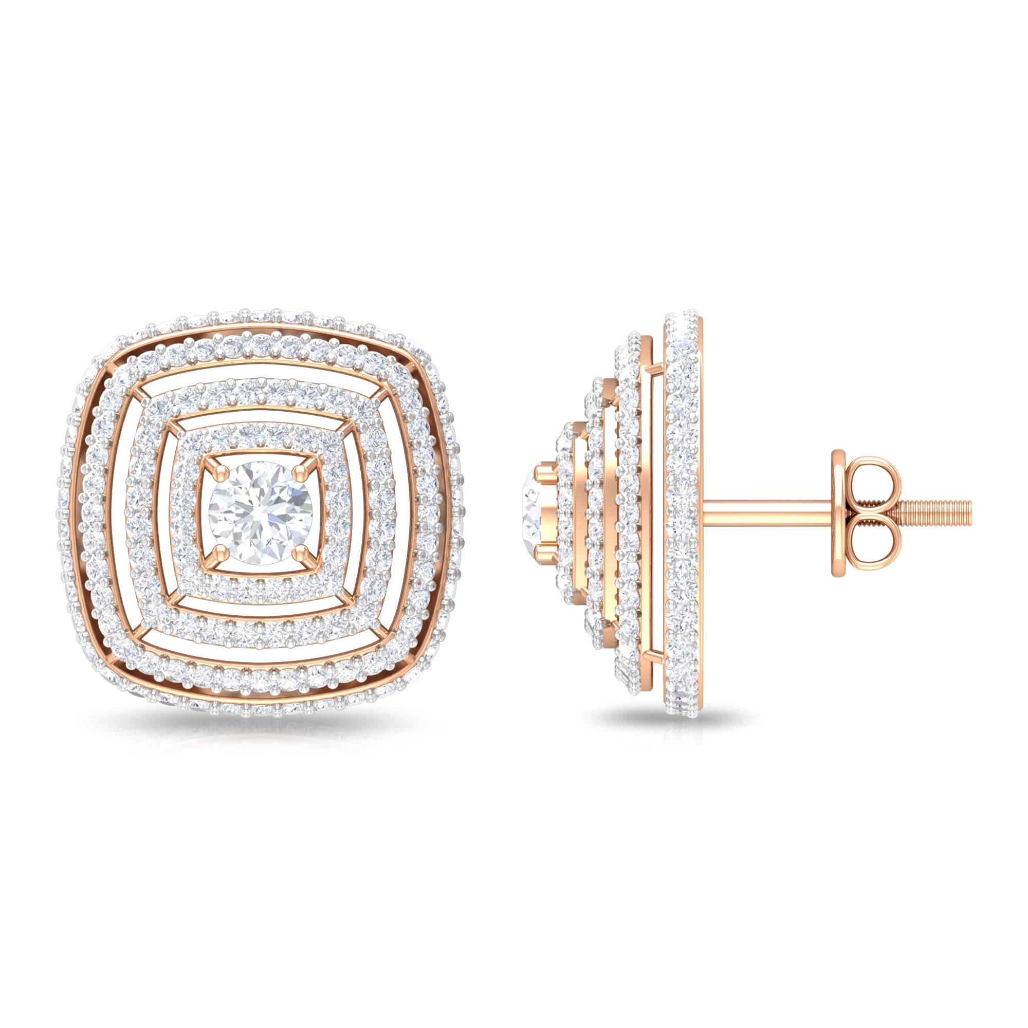 1.50 CT Certified Moissanite Stud Earrings for Women - 14K Solid Gold Rose Cut Bridal Jewelry | Perfect for Weddings, Anniversaries & Special Occasions