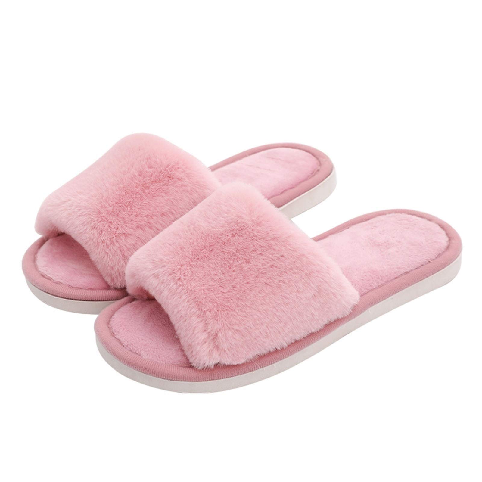 Women's Open Toe Fluffy House Slippers - Breathable, Non-Slip, Warm & Soft Indoor Slippers for Women | Skin-Friendly Comfort for Relaxing at Home (Color: A, Size 35-36) | Perfect for Lounging, Yoga & Cozy Evenings