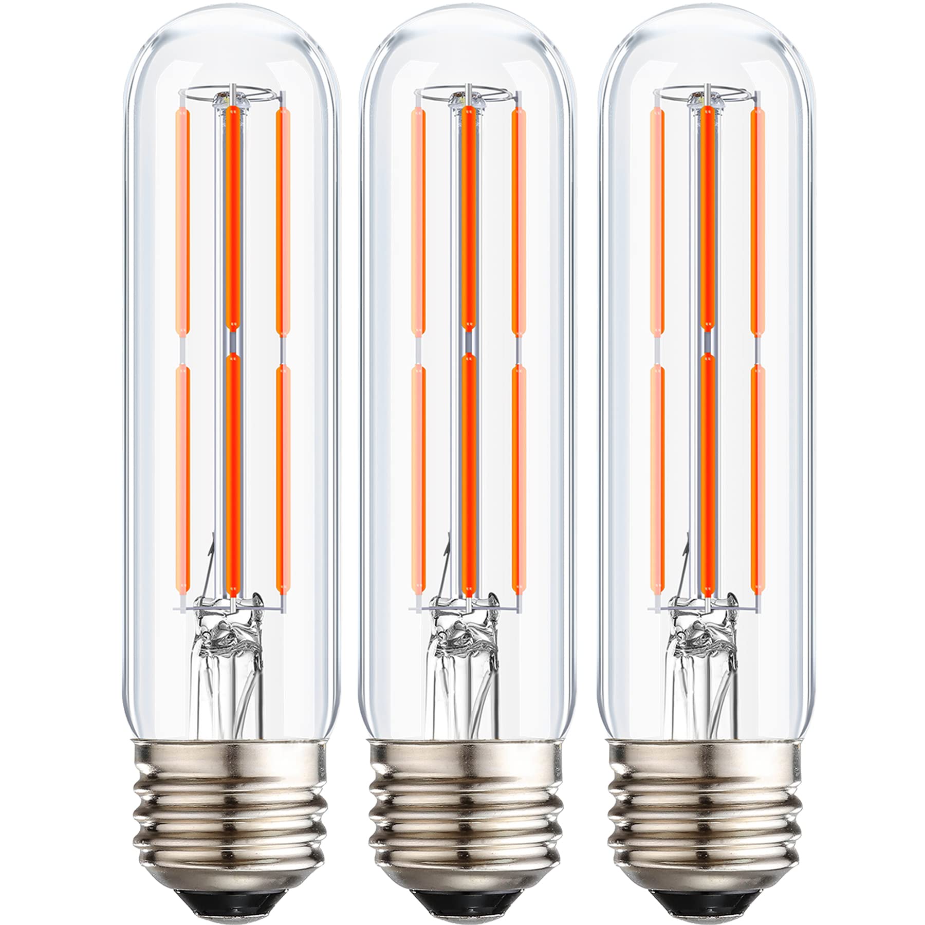 Vintage E26 LED Red Light Bulb - Dimmable Filament Edison Bulb, 60W Equivalent, 5 Inch Tubular Design - Perfect for Party Decorations, Porch Lighting, Home Ambiance (3 Pack, Red)