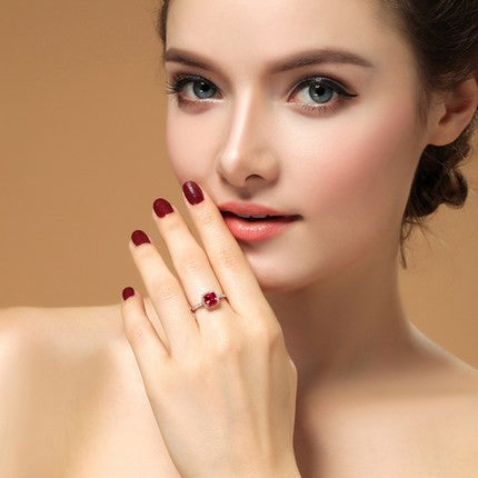 1 Carat Ruby & Moissanite Vintage Engagement Ring in 14K Rose Gold - Elegant Wedding Band, Anniversary Gift for Her, Perfect for Proposals & Special Occasions