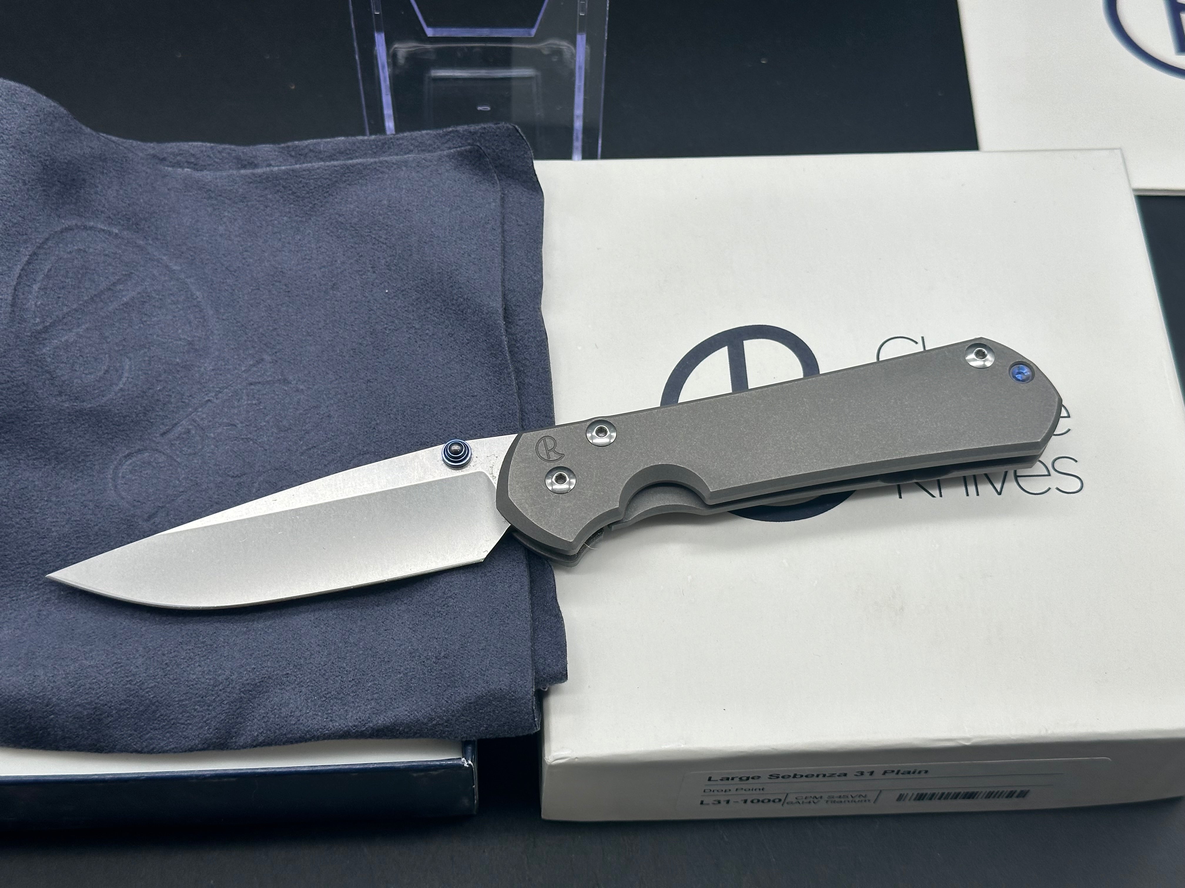Chris Reeves CRK Large Sebenza 31 Folding Knife - Premium S45VN Steel Blade, EDC Pocket Knife for Outdoor Camping, Hunting & Survival Gear