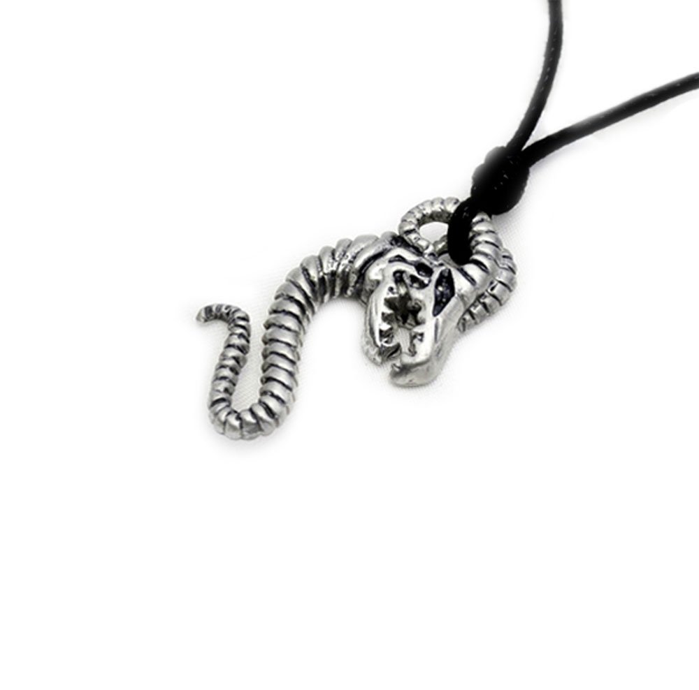 Ram Headed Serpent Silver Pewter Charm Necklace Pendant - Handmade Spiritual Jewelry for Meditation, Yoga & Boho Fashion