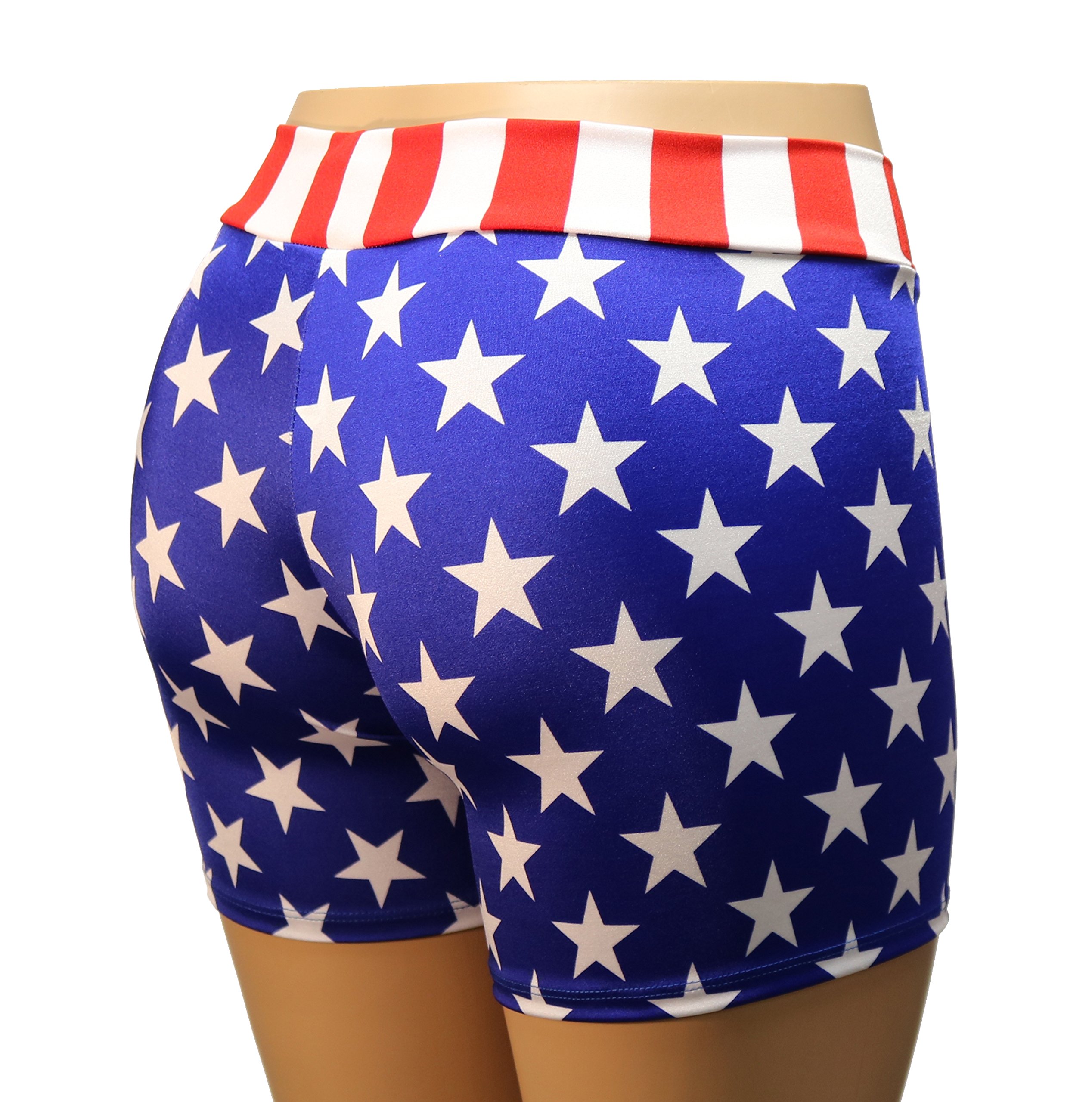 Patriotic American Flag Biker Shorts for Women - USA Stars & Stripes Design - Available in Adult & Plus Sizes - Perfect for 4th of July, Motorcycle Rides & Gym Workouts