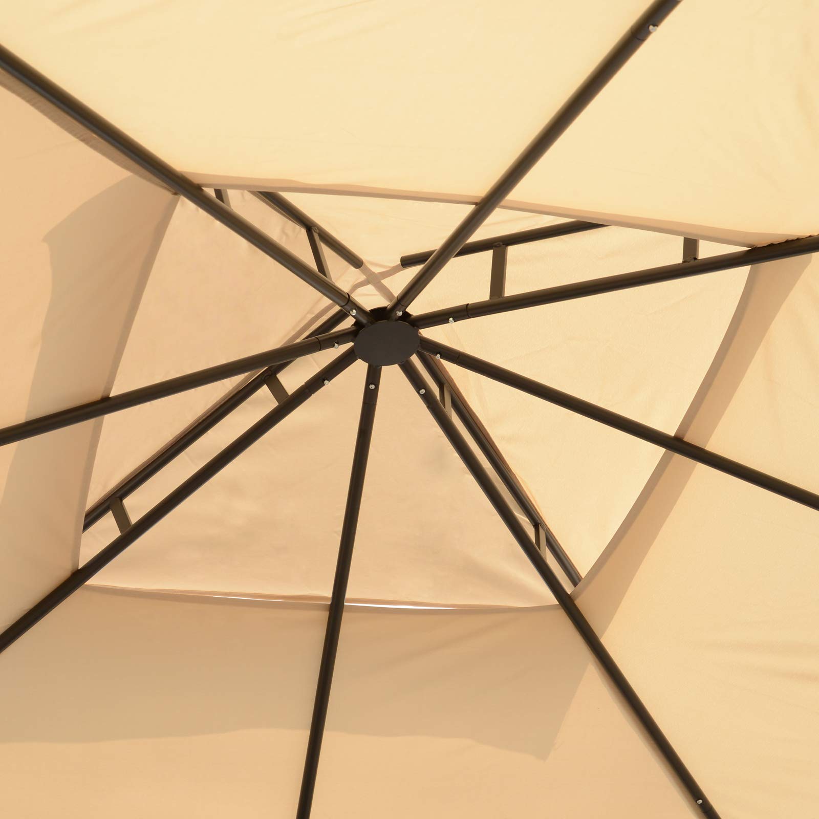Outsunny 10' x 10' Outdoor Gazebo Canopy with Corner Shelves, Netting & Vented Roof - Perfect for Garden, Lawn, Backyard, Deck, and Patio Parties